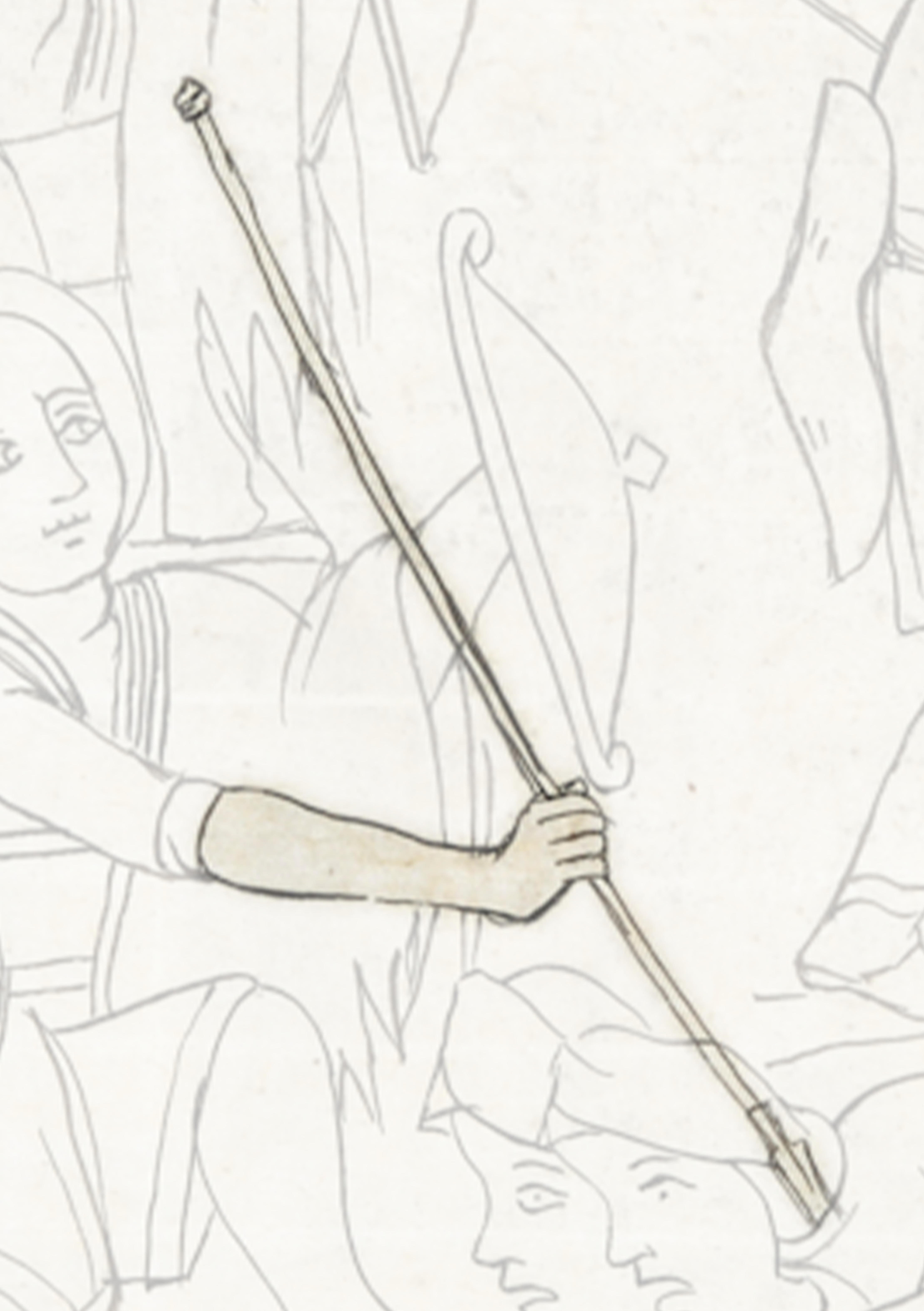 Drawing Of A Man Holding A Stick