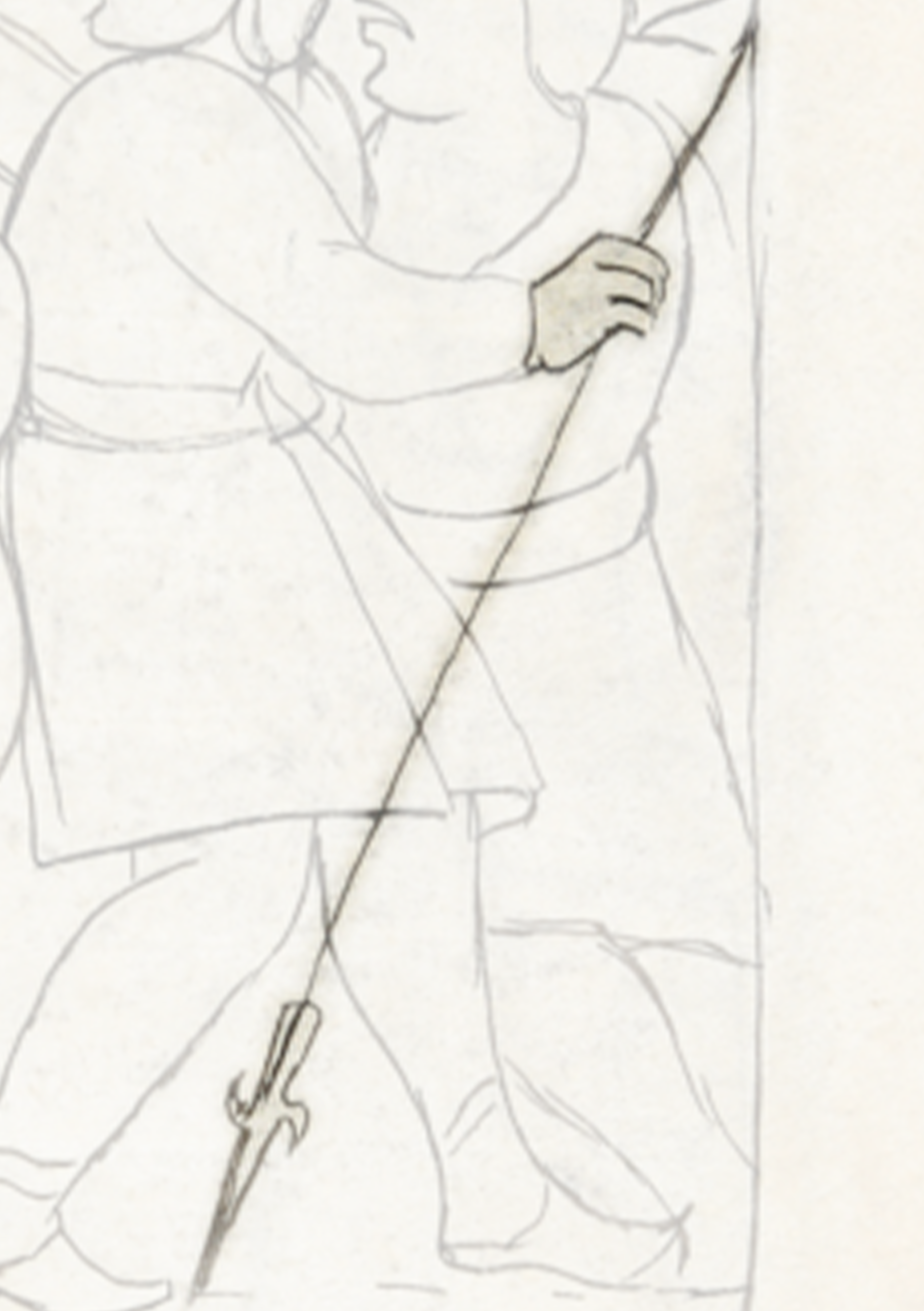 Drawing Of A Man Holding A Stick