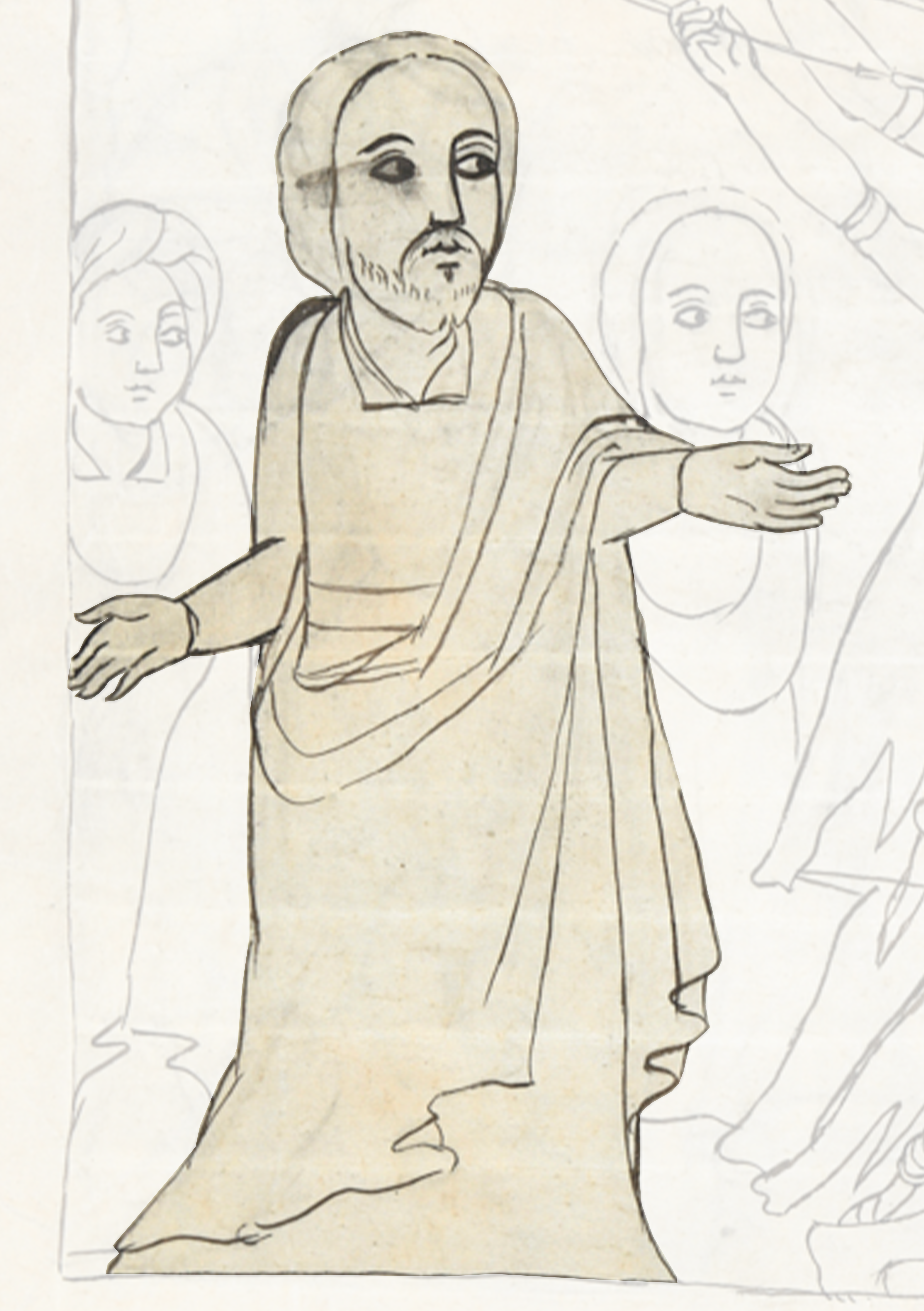 Drawing Of A Man With A Beard And A White Robe