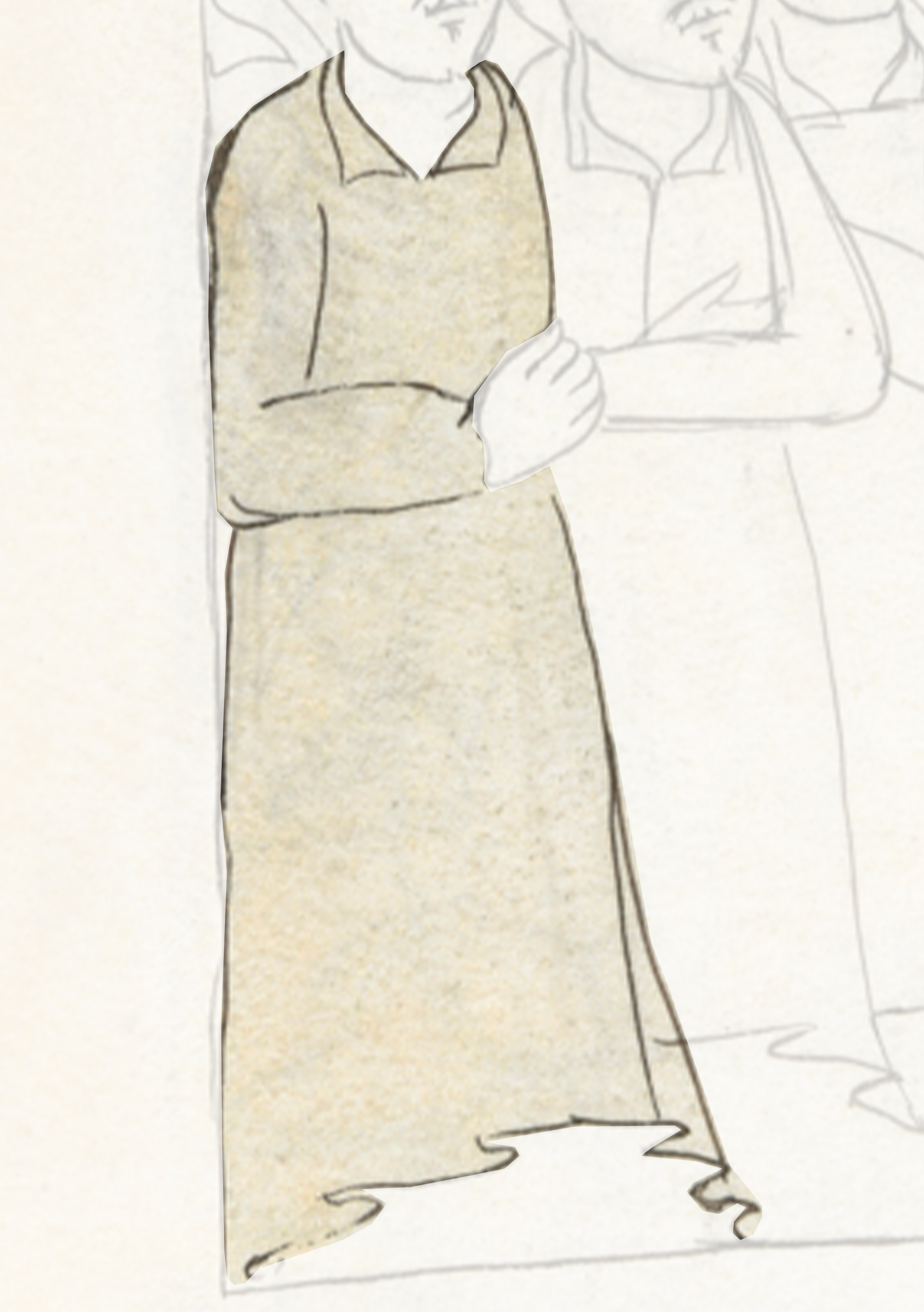 Drawing Of A Man And Woman Standing In Front Of A Building