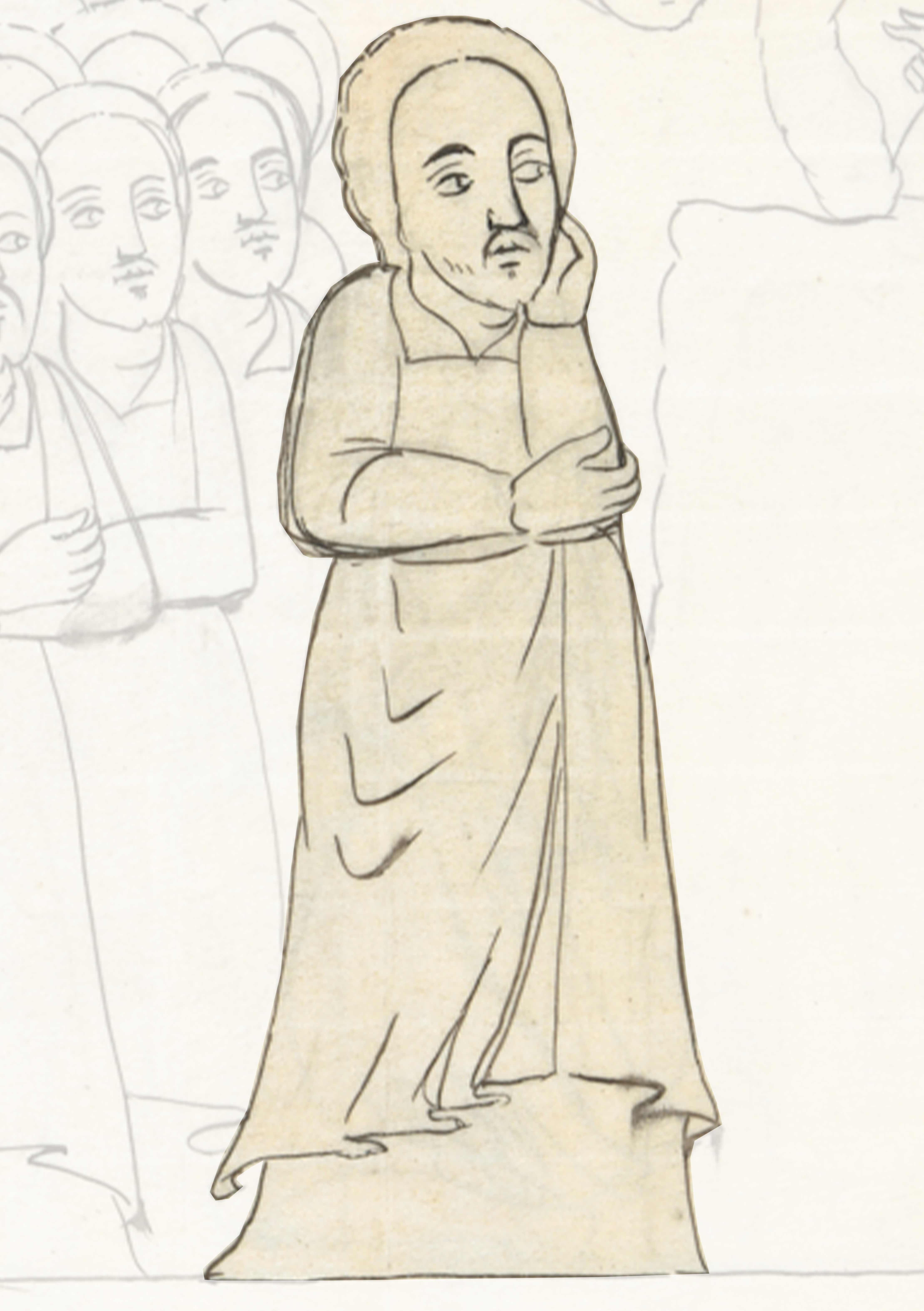 Drawing Of A Woman In A Crowd
