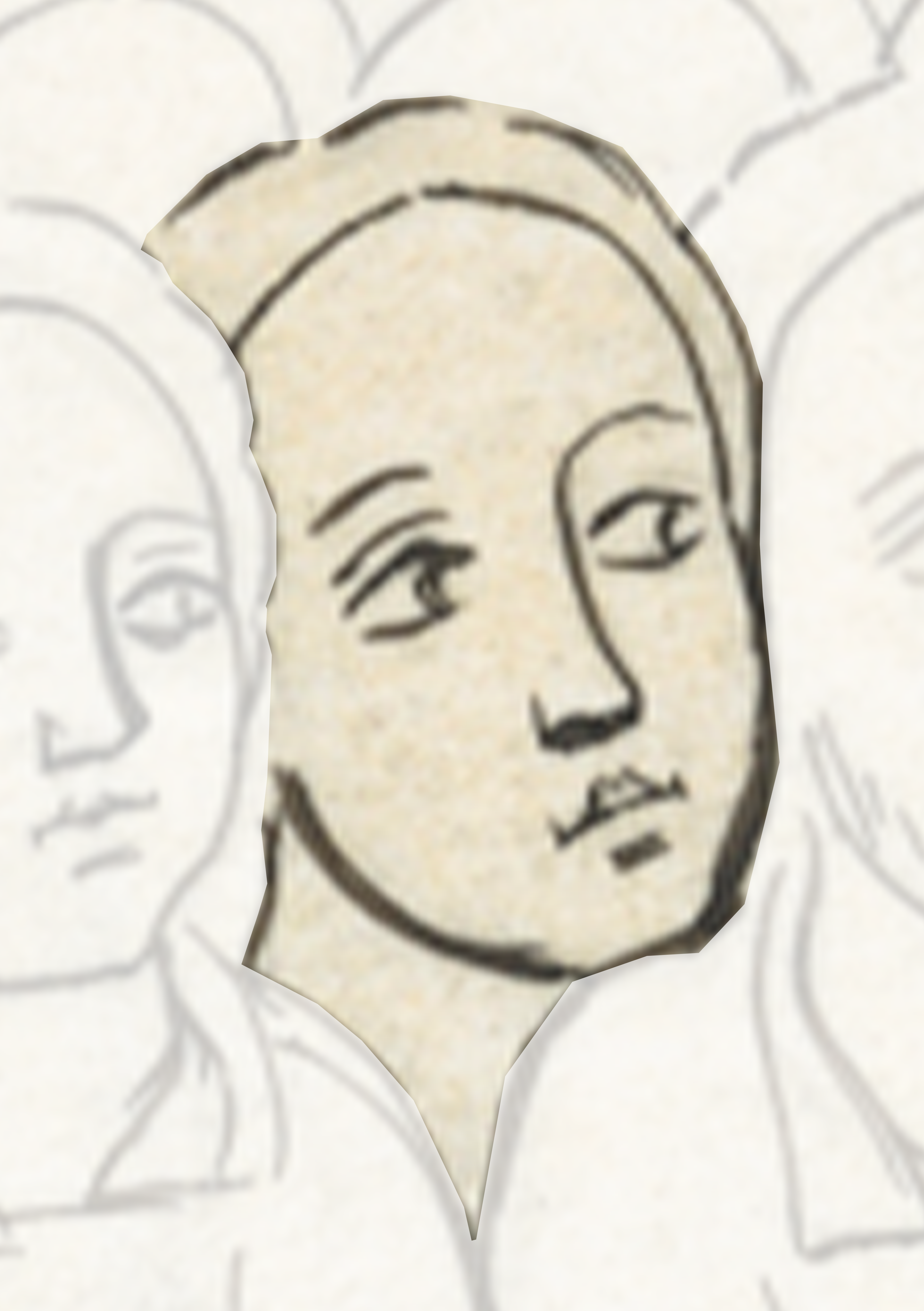 Drawing Of A Woman S Face With Many Faces