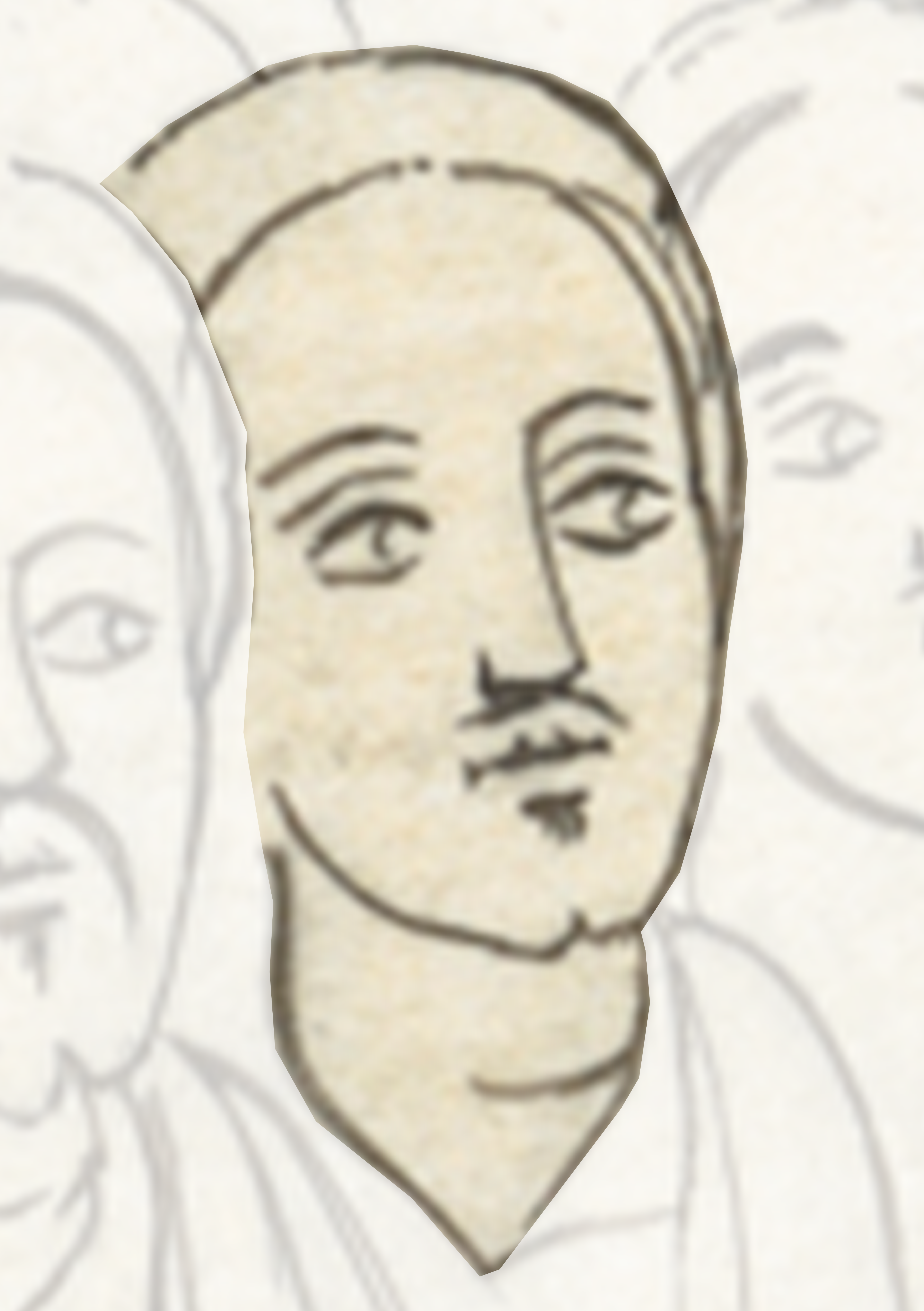 Drawing Of A Man S Face With A Woman S Face In The Background