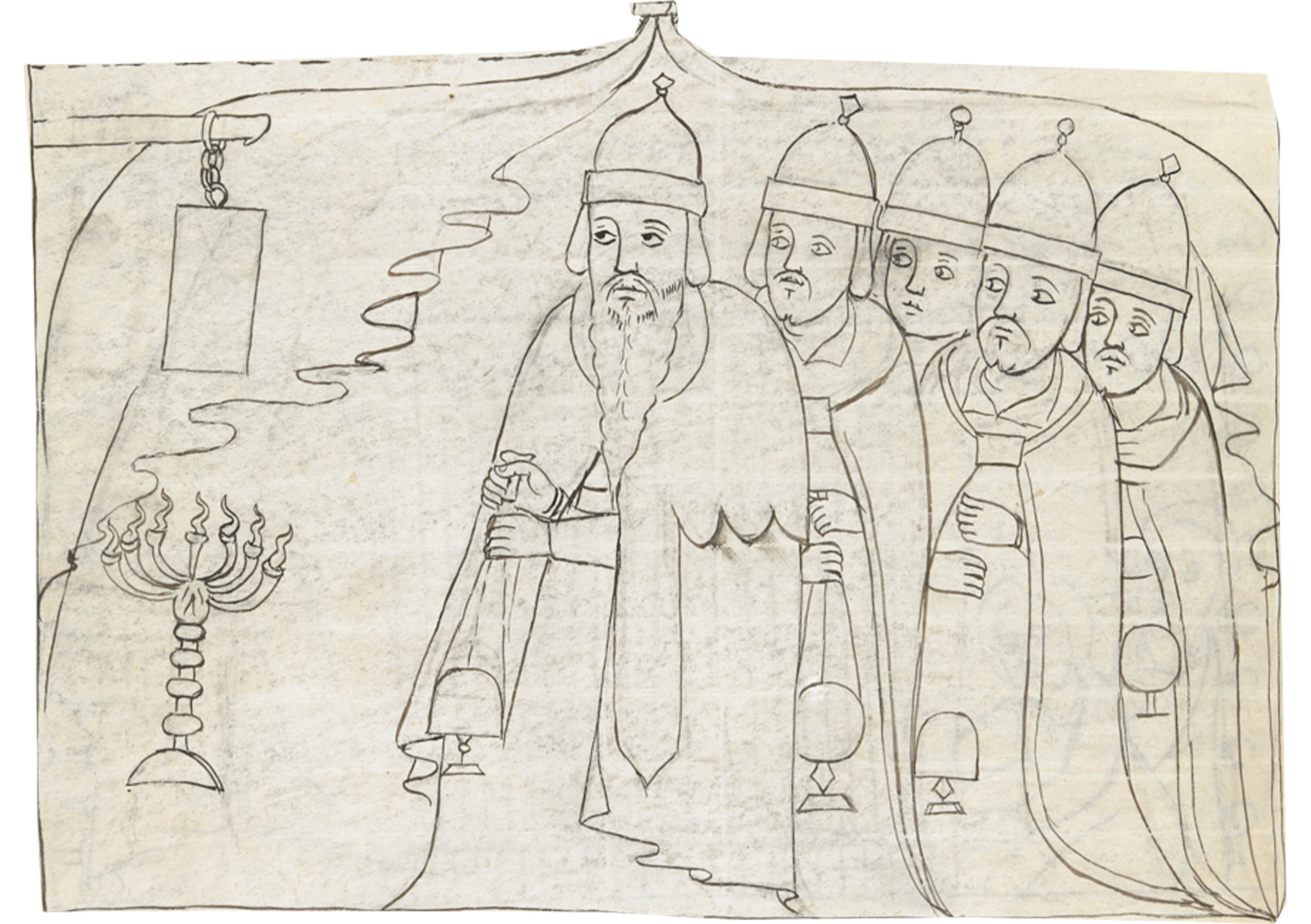 Drawing Of Three Men In A Room
