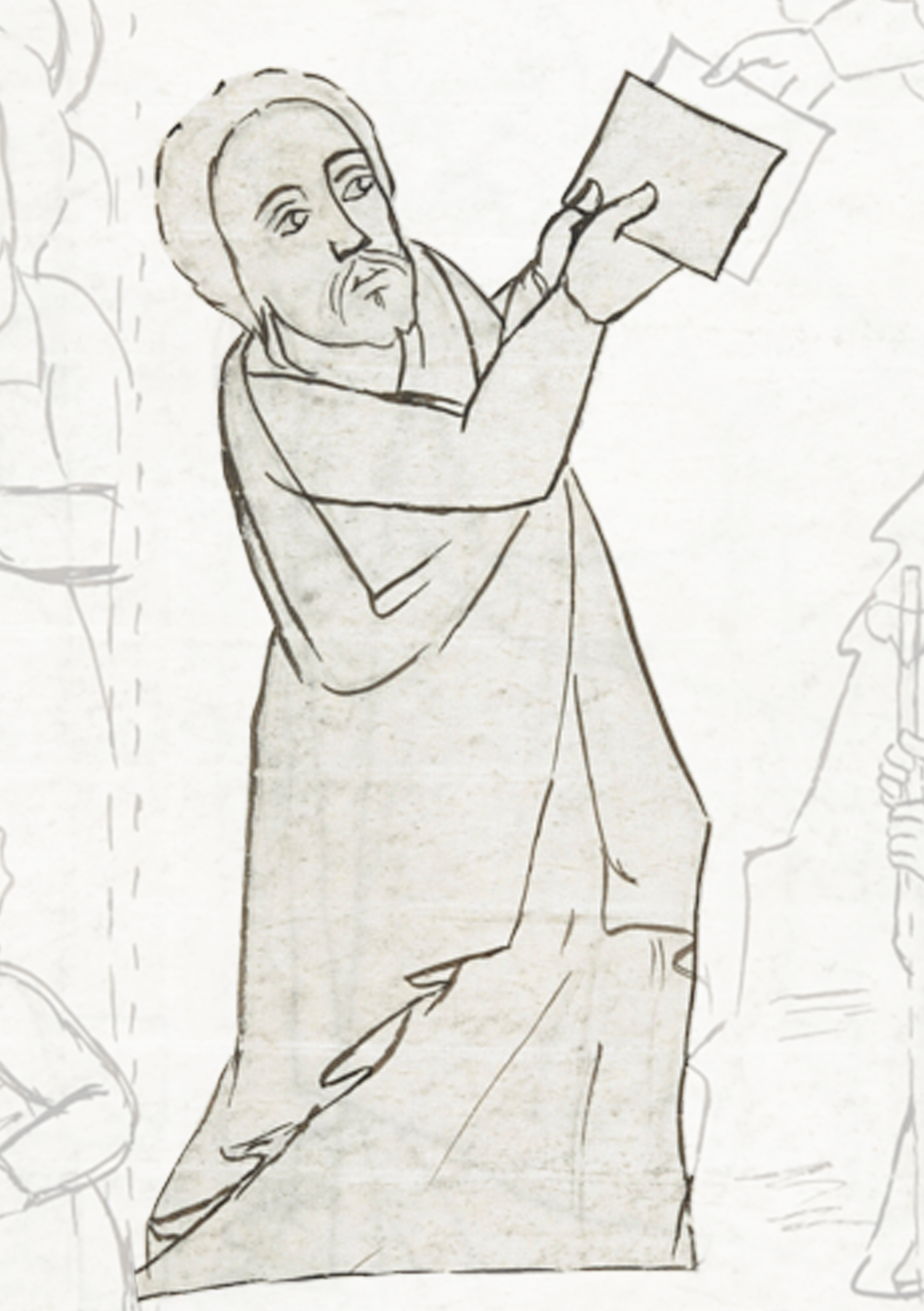 Drawing Of A Man Holding A Piece Of Paper