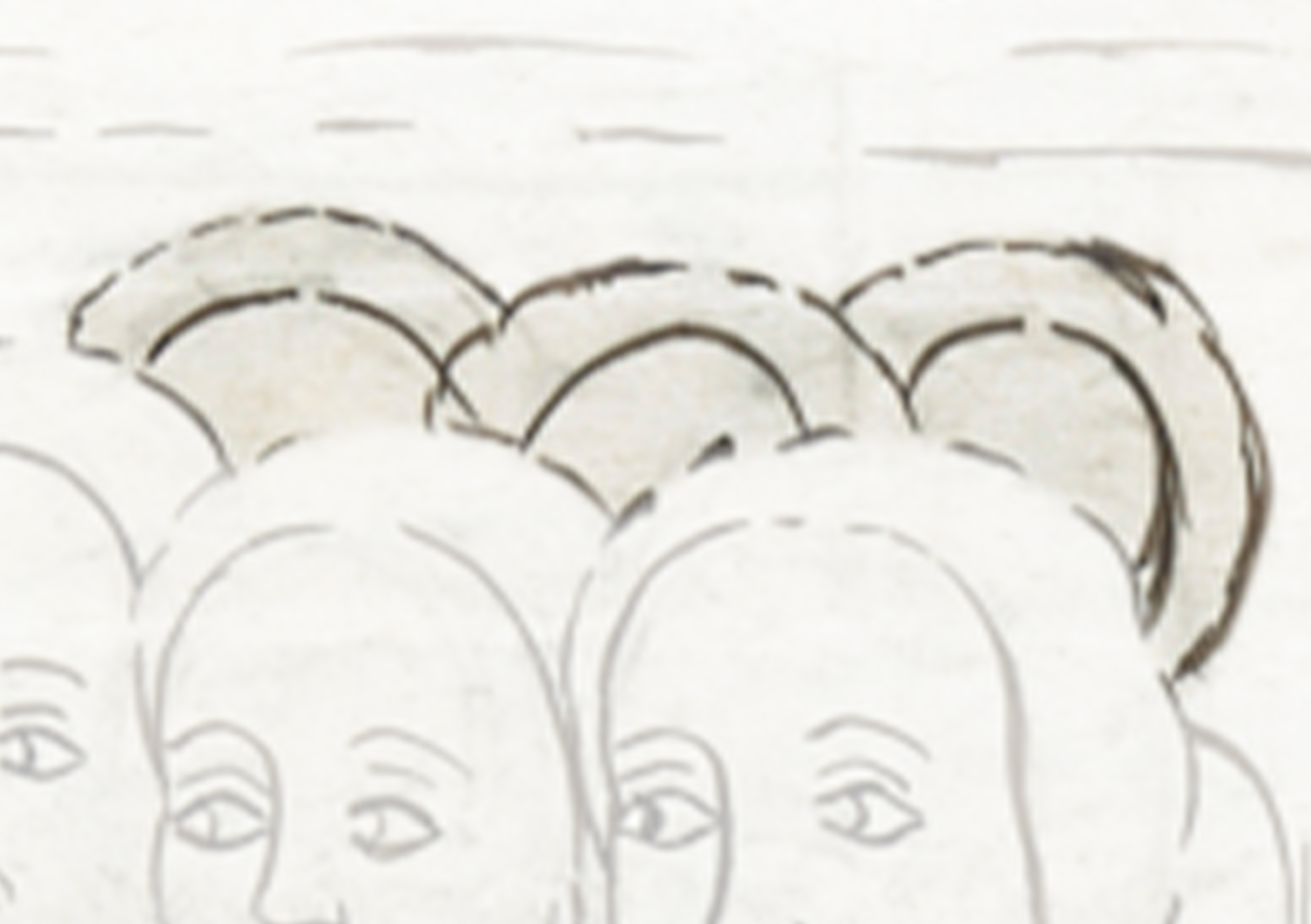 Drawing Of Three Women With Their Heads In The Air