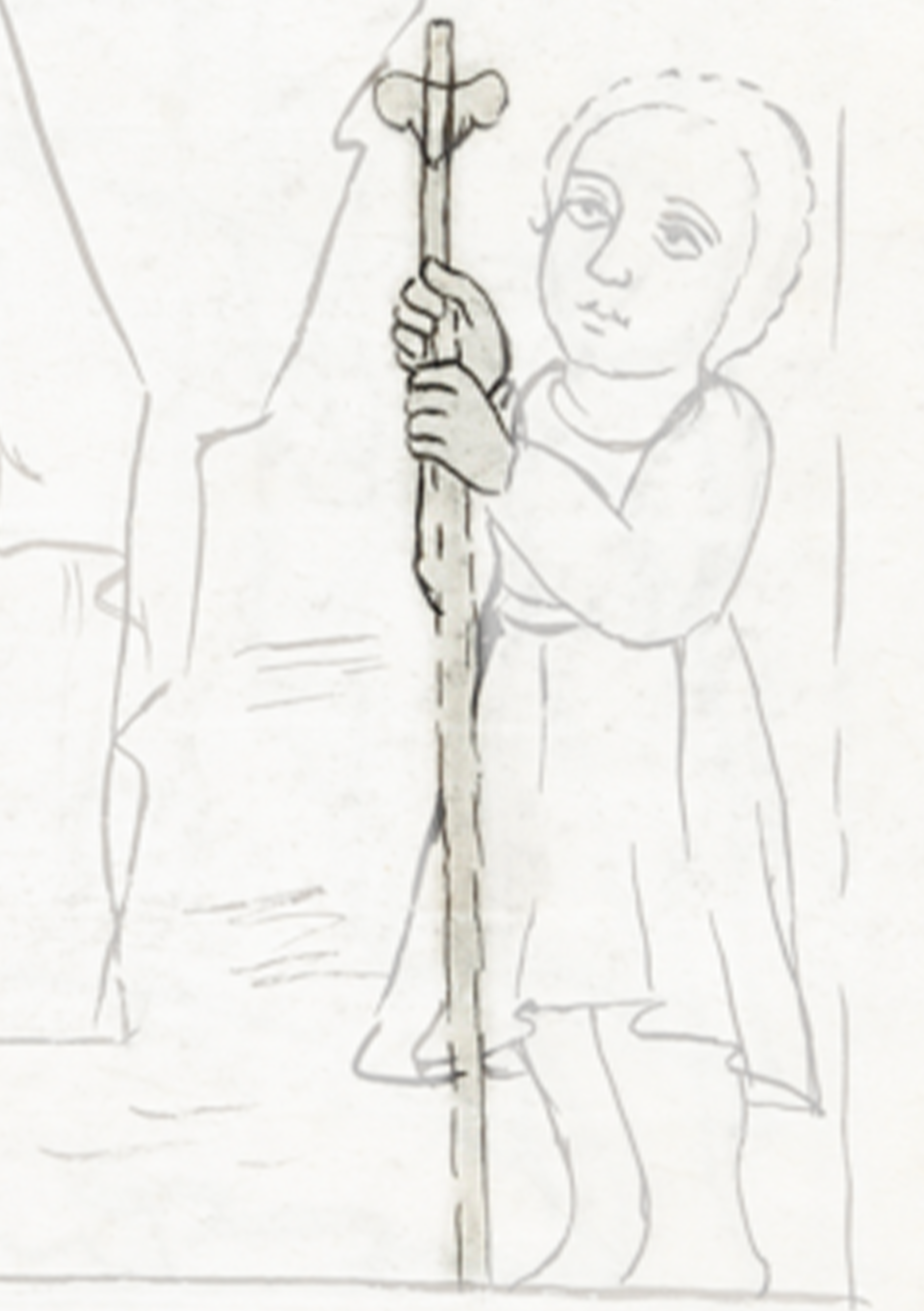 Drawing Of A Man Holding A Stick