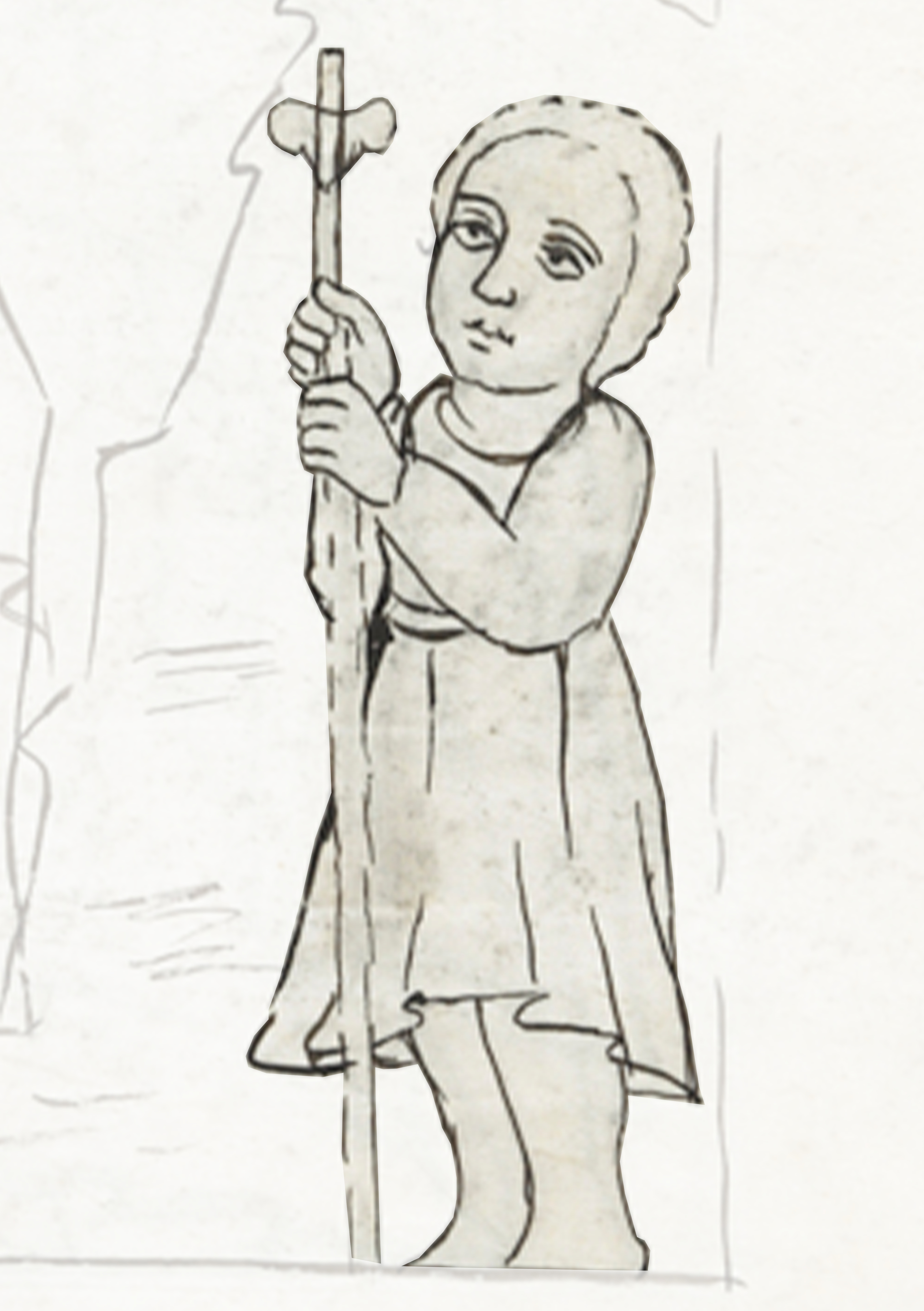 Drawing Of A Man Holding A Stick
