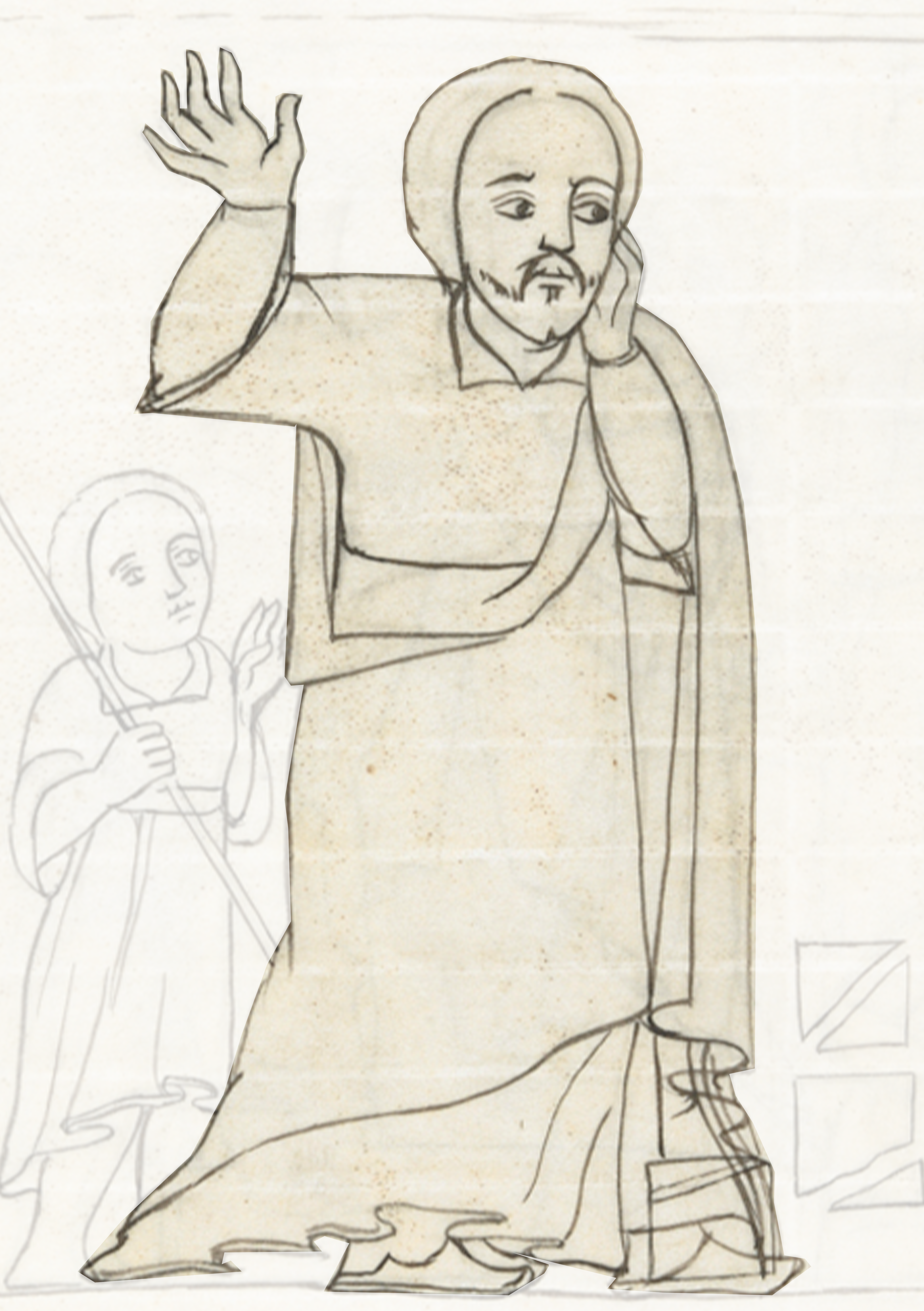 Drawing Of A Man With A Hand Up