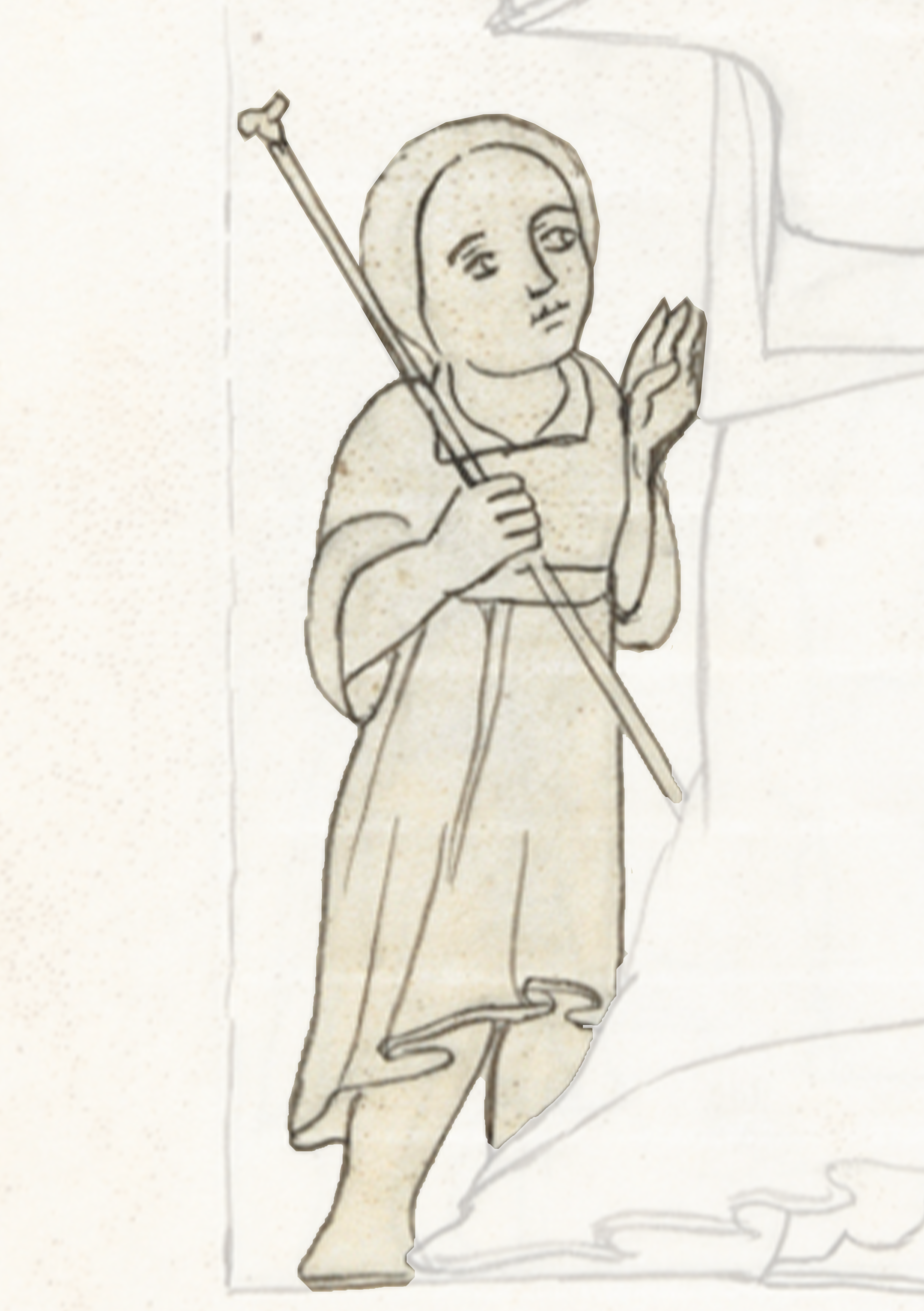 Drawing Of A Man Holding A Stick