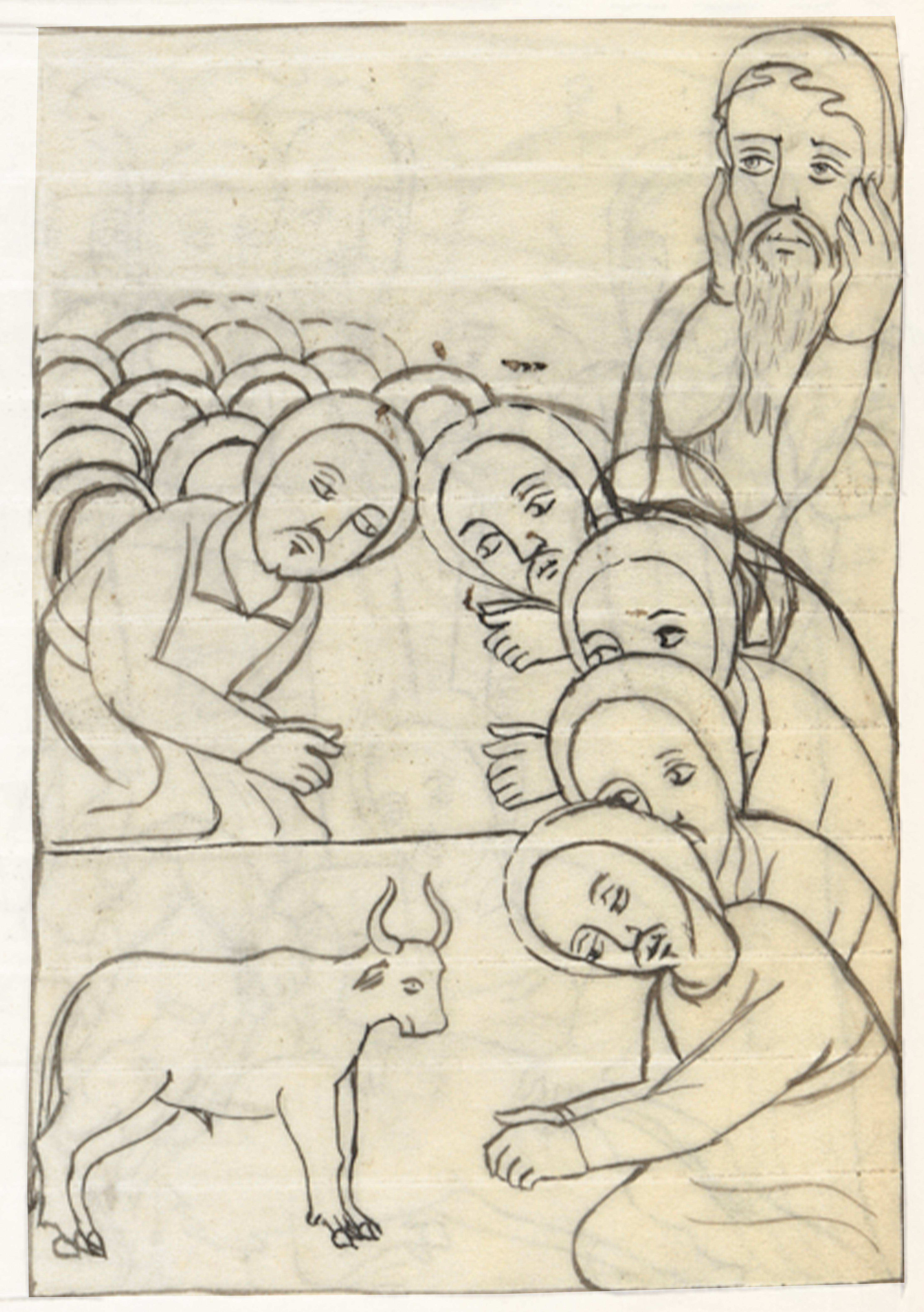 Drawing Of A Group Of People And A Dog