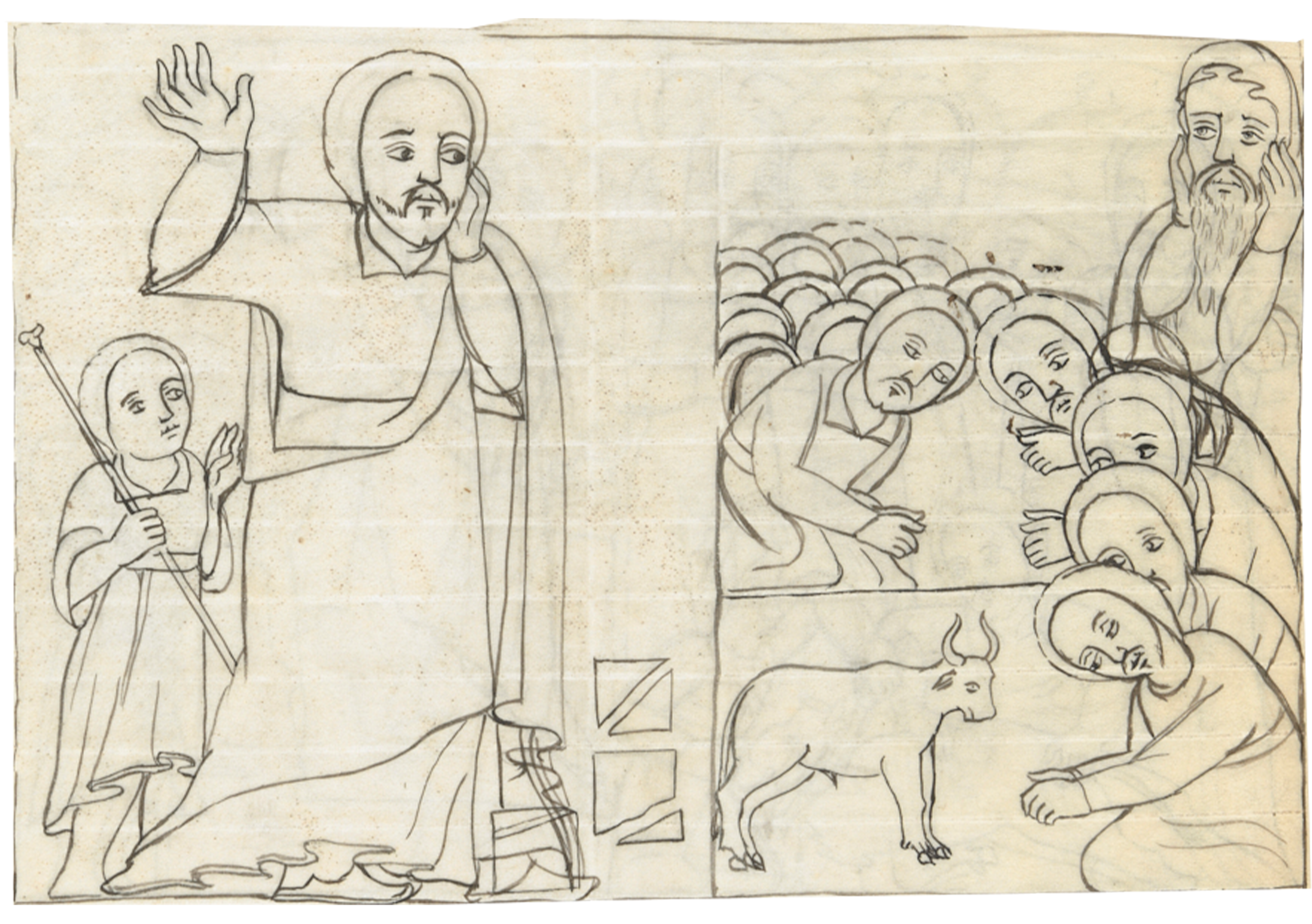 Drawing Of A Man And Woman With A Dog