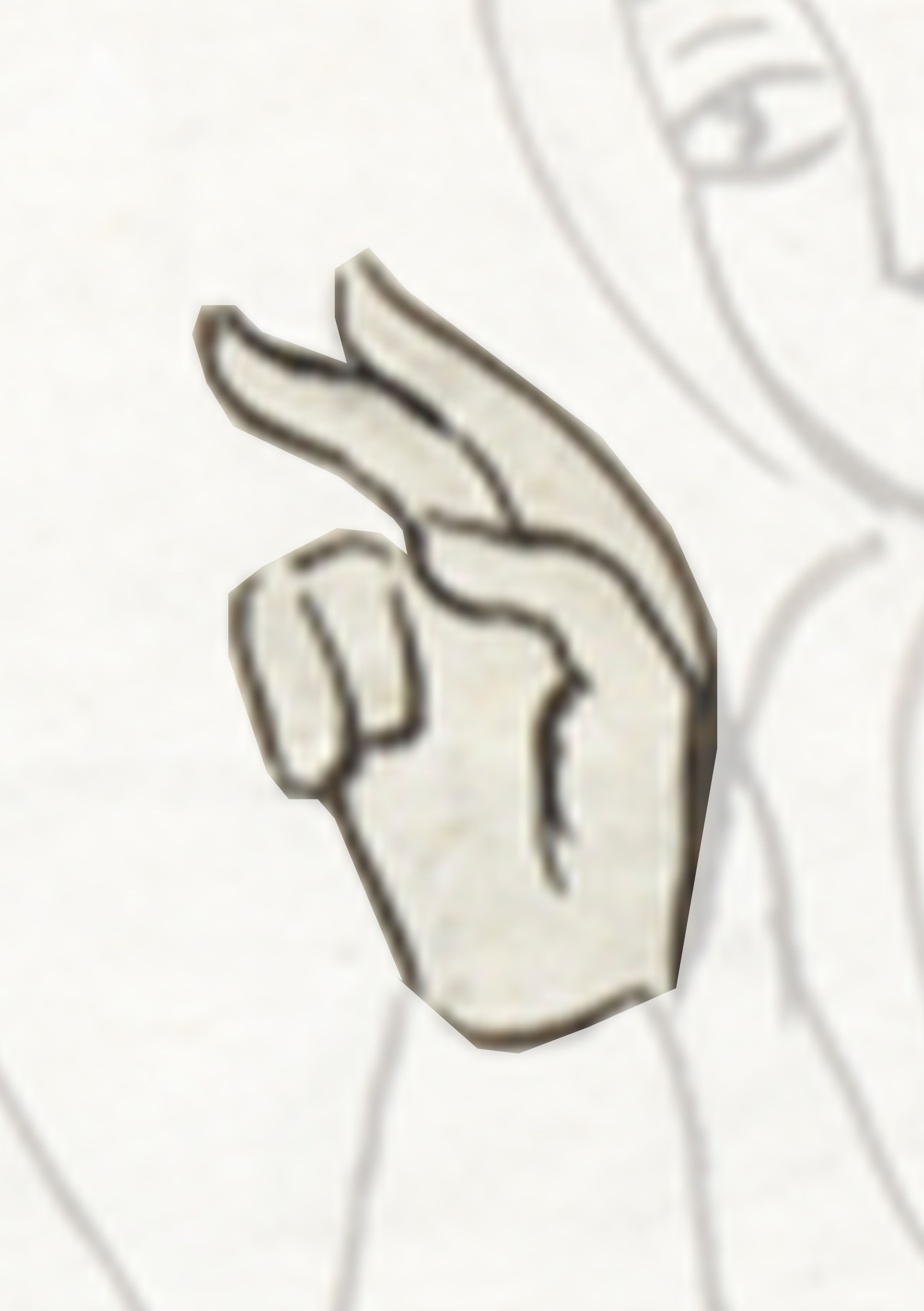 Drawing Of A Woman With A Finger On Her Hand