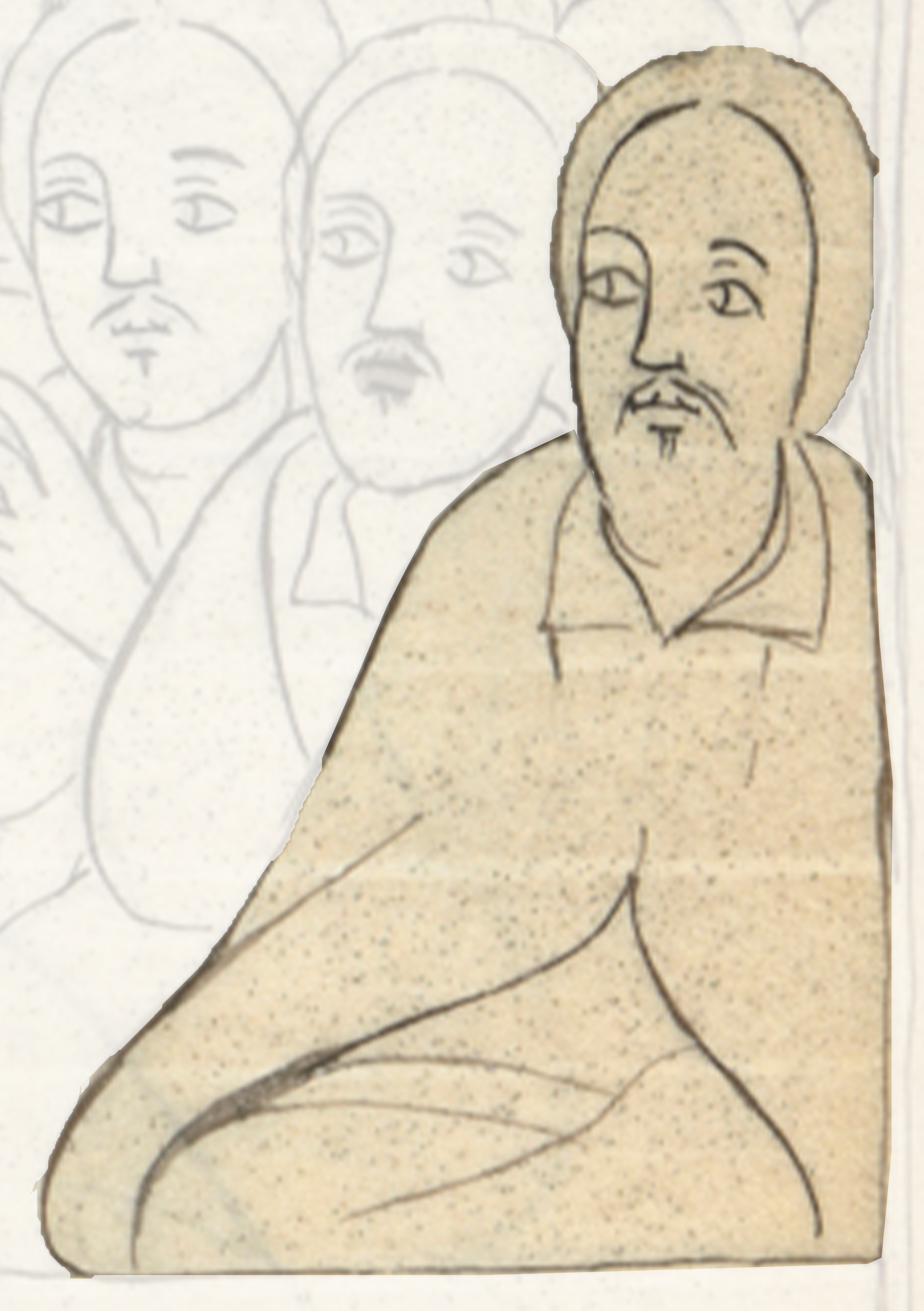Drawing Of A Man Sitting In Front Of A Group Of People