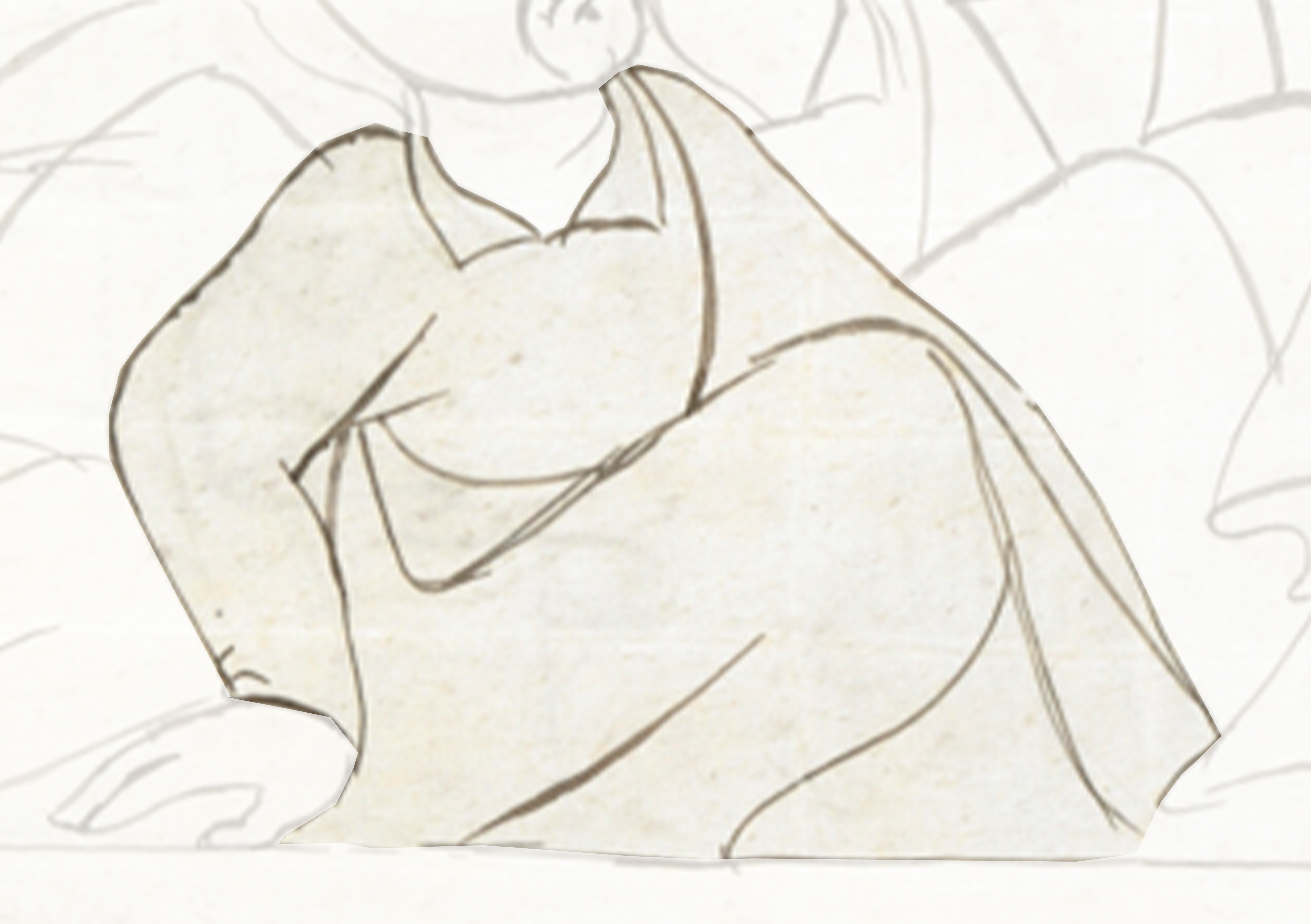 Drawing Of A Woman Sitting On A Bed
