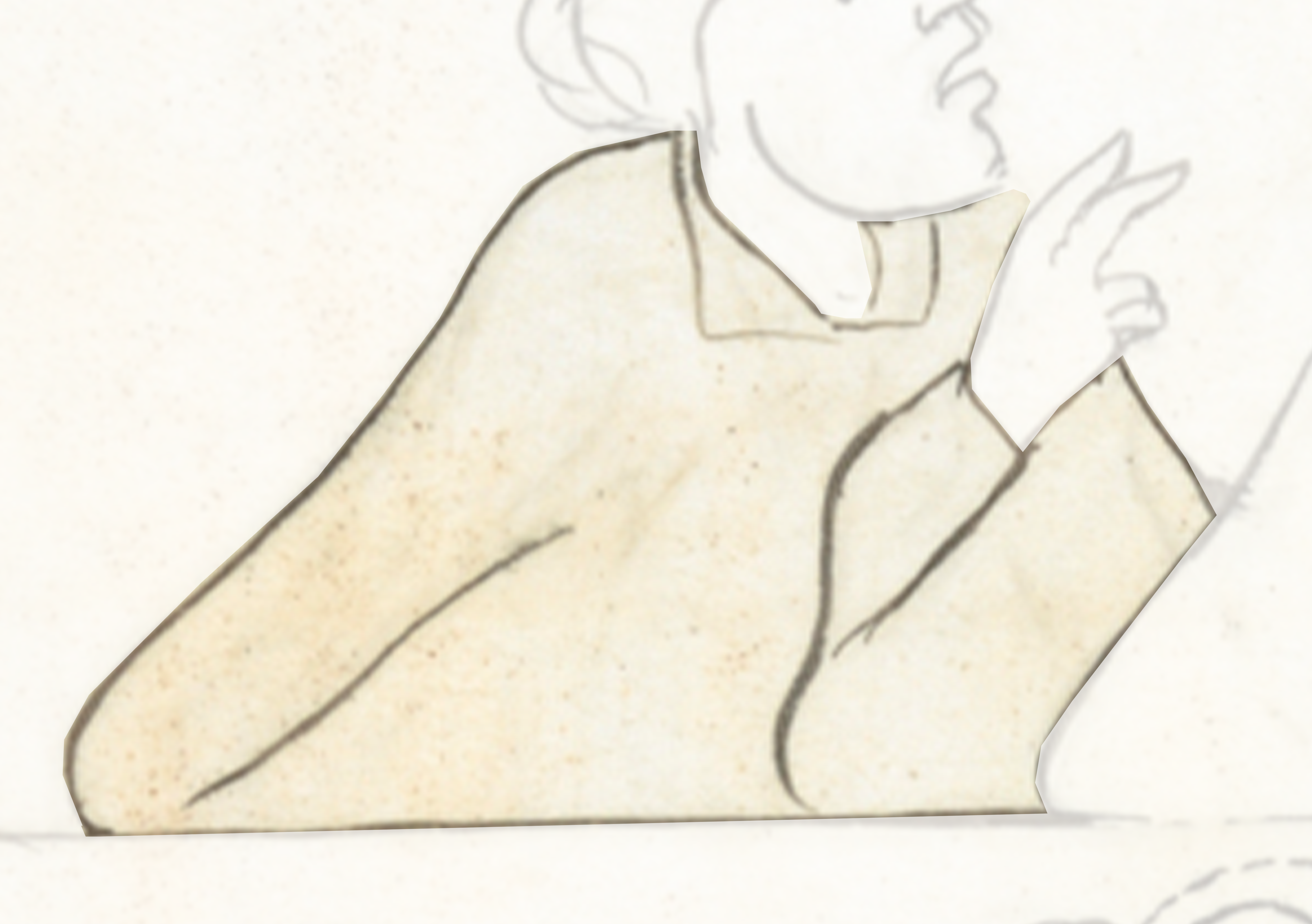 Drawing Of A Man Sitting Down And Holding A Cell