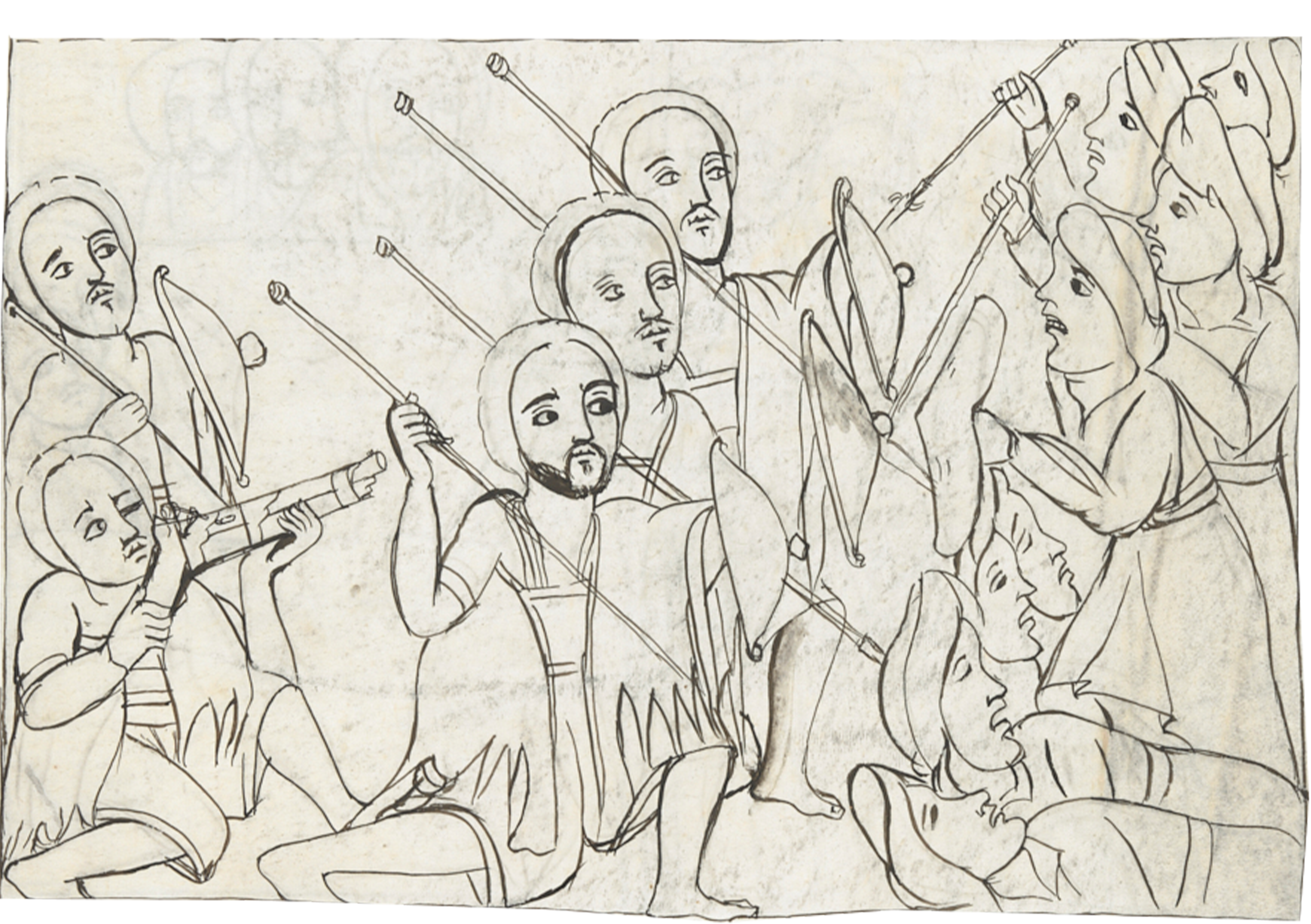 Drawing Of A Group Of People Playing Instruments