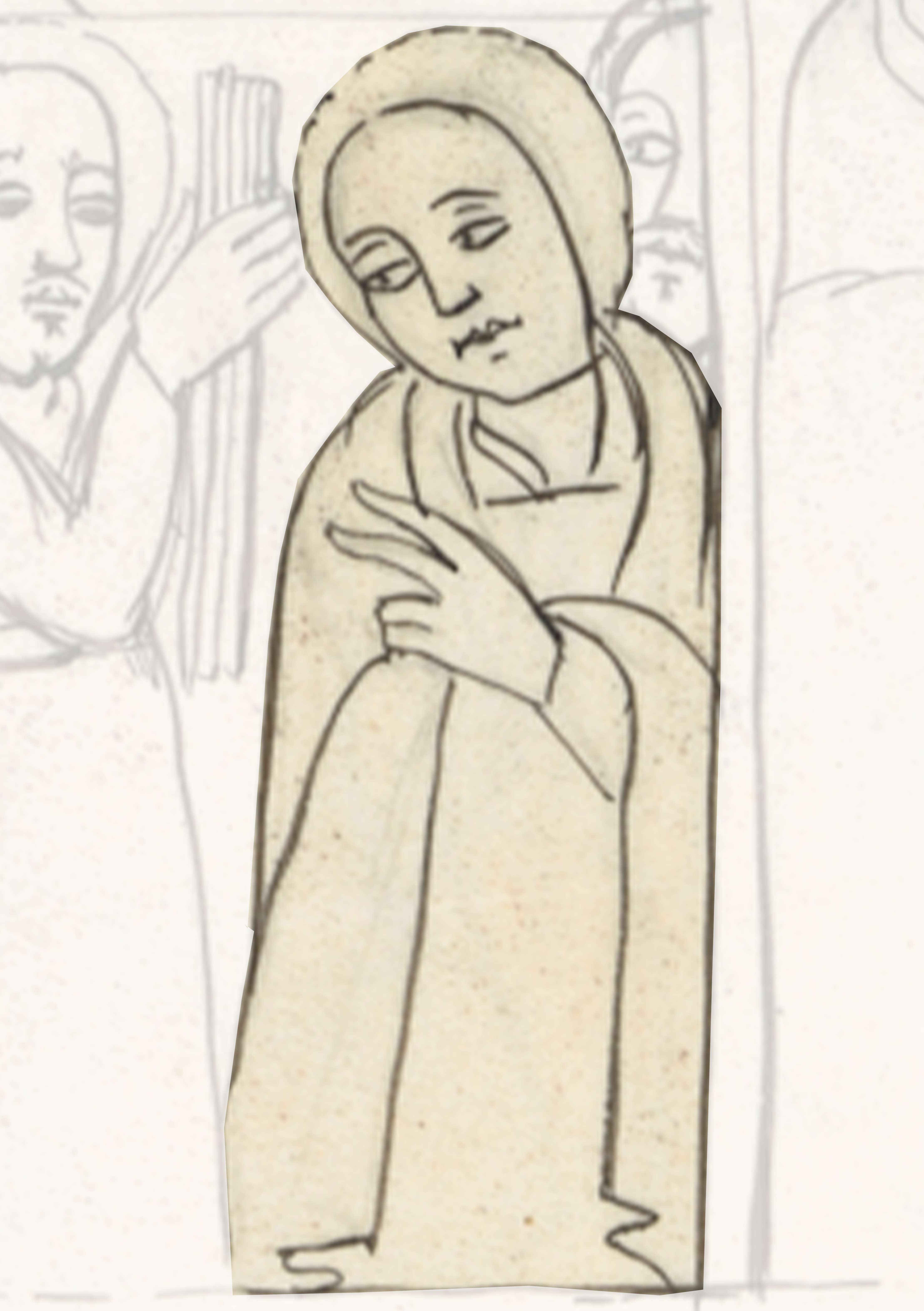 Drawing Of A Woman In A White Dress