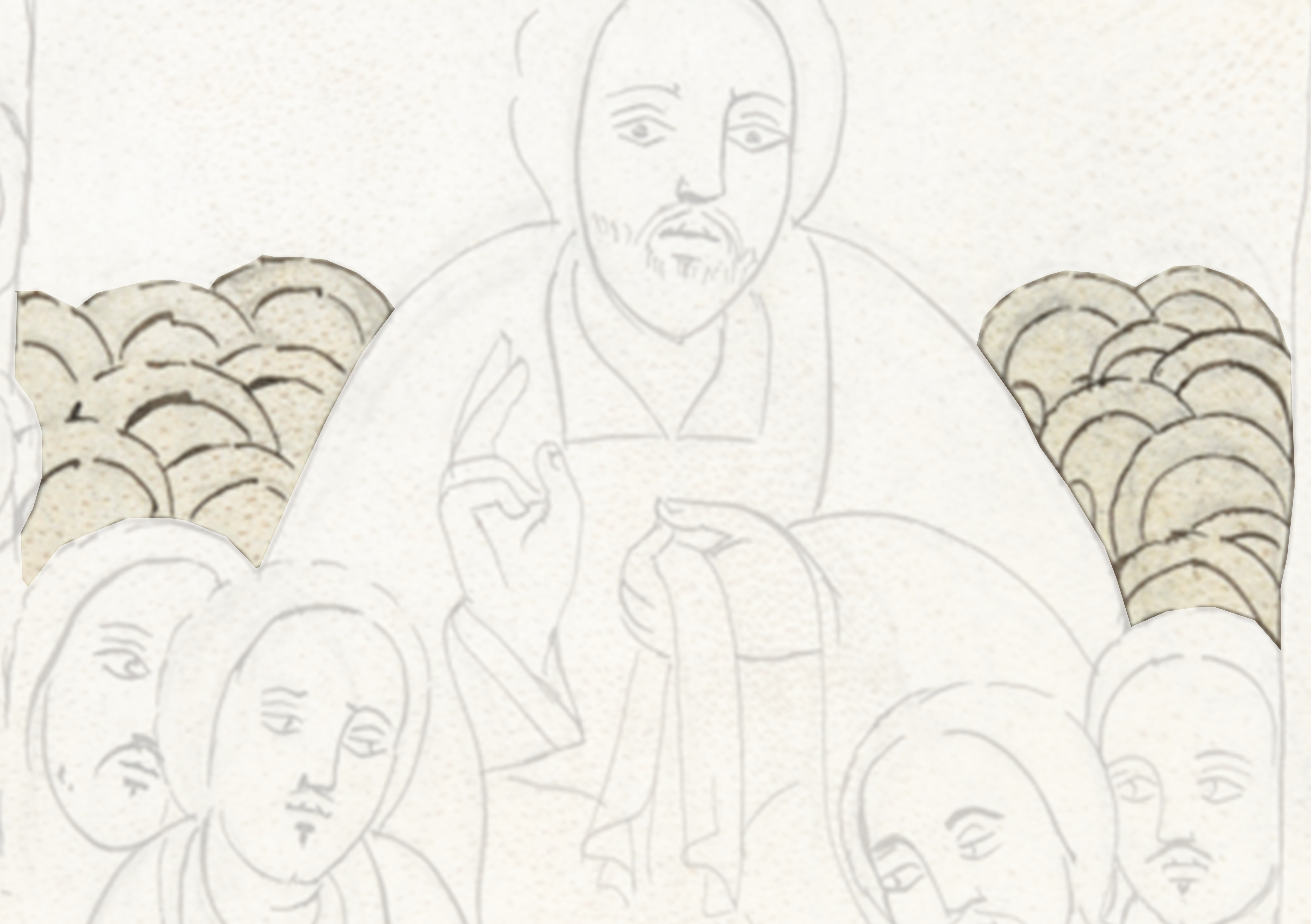 Drawing Of A Man Sitting In Front Of A Group Of People