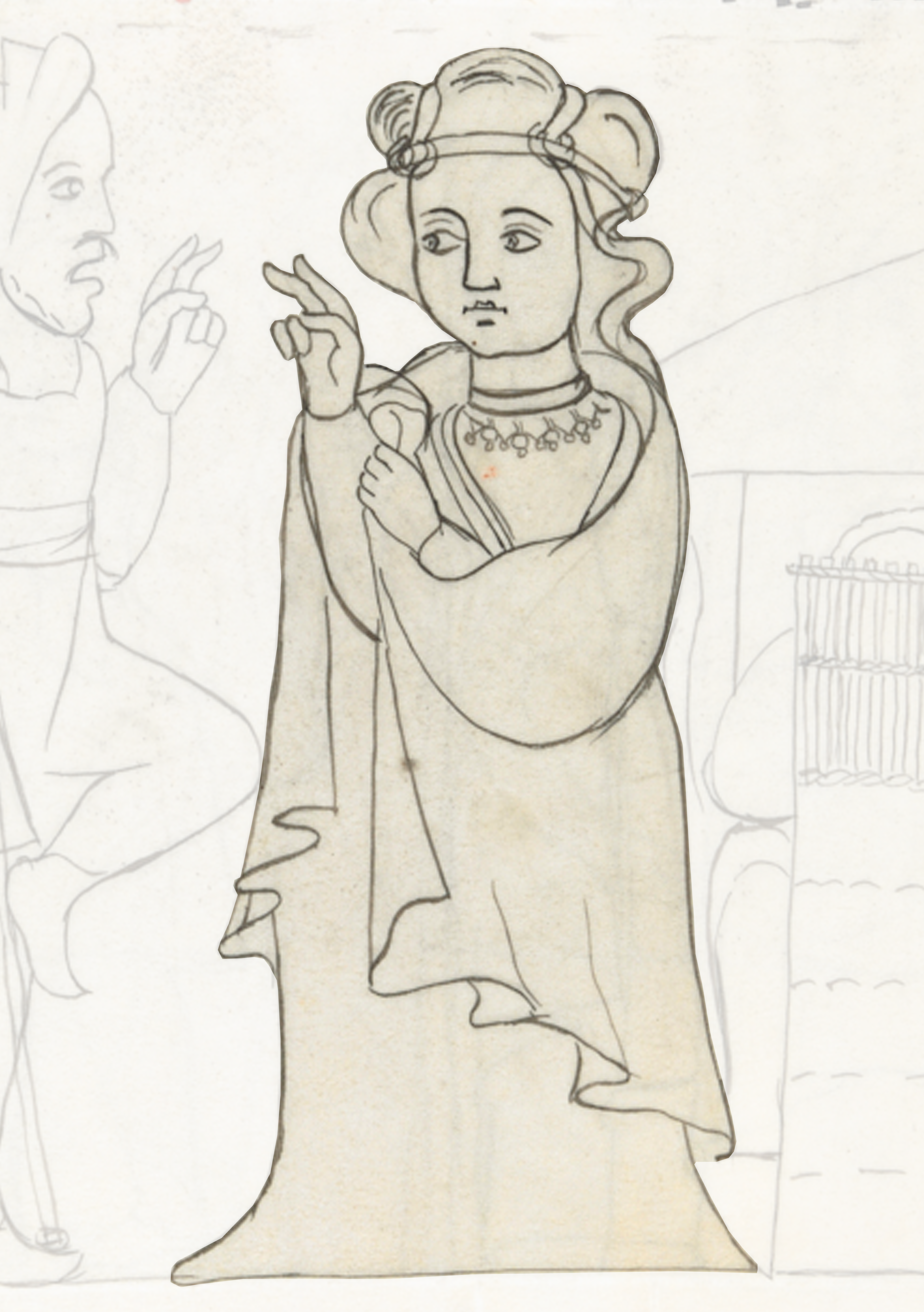 Drawing Of A Woman In A White Dress