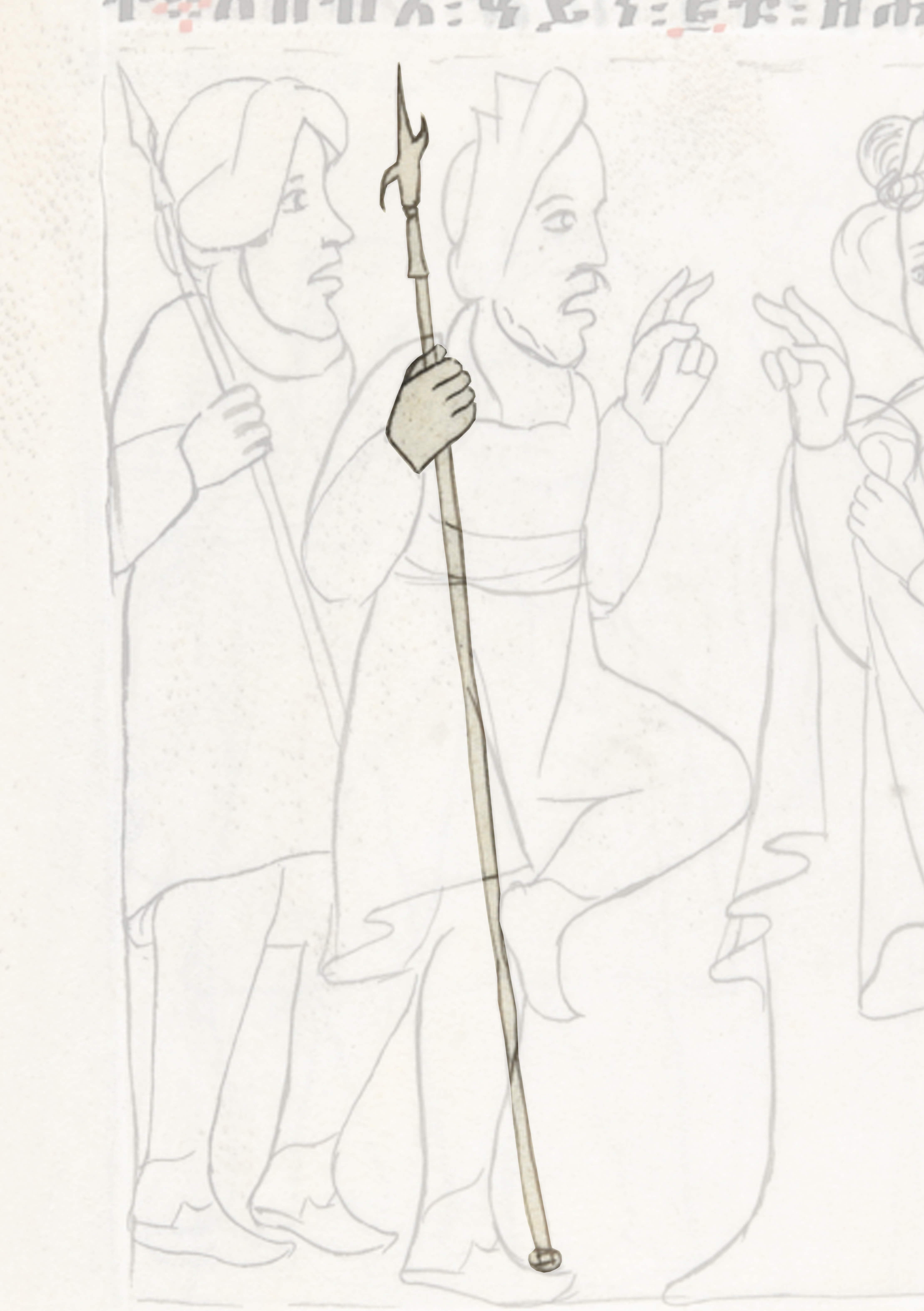 Drawing Of A Man Holding A Stick