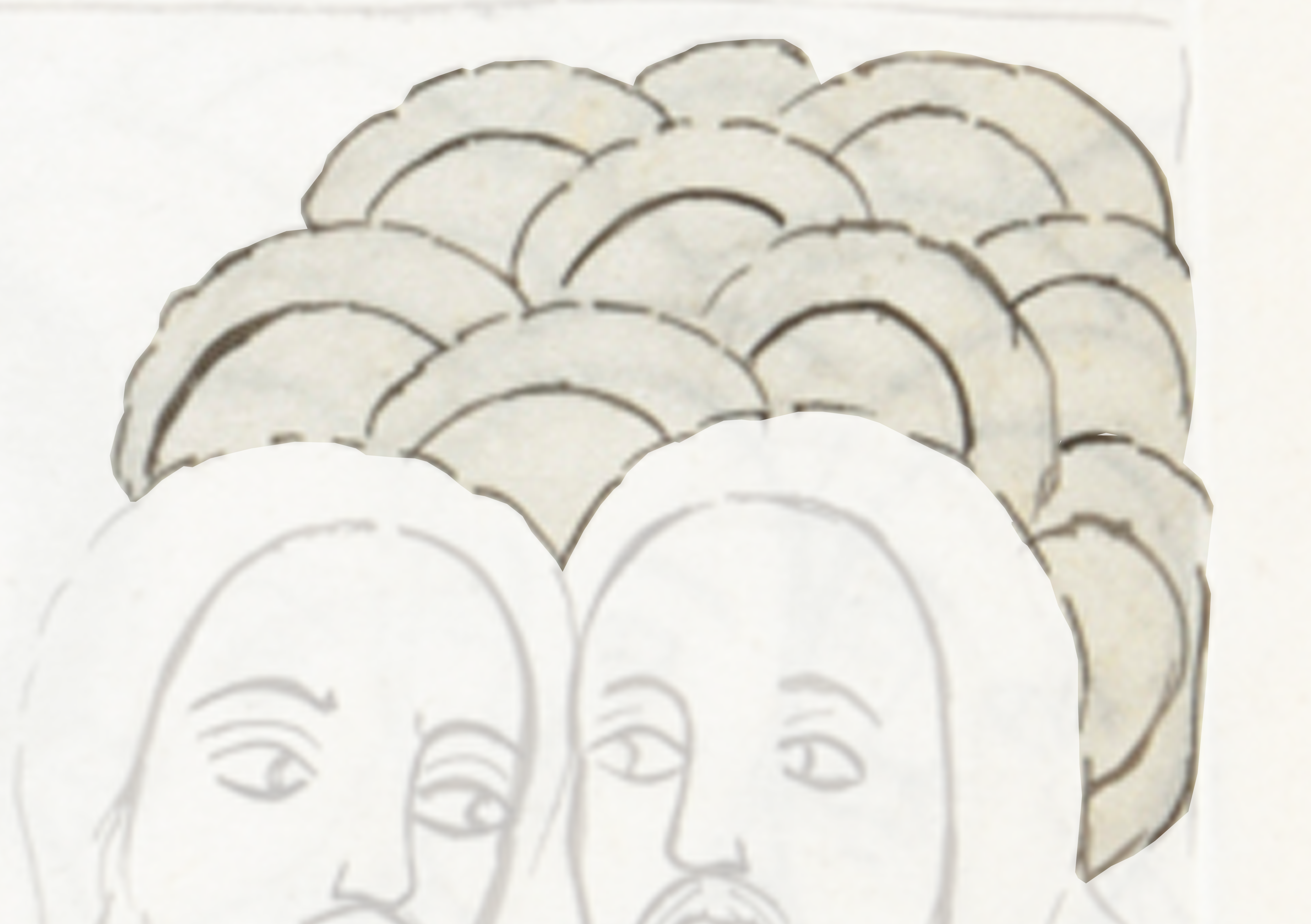 Drawing Of Two Women With Their Heads In The Middle