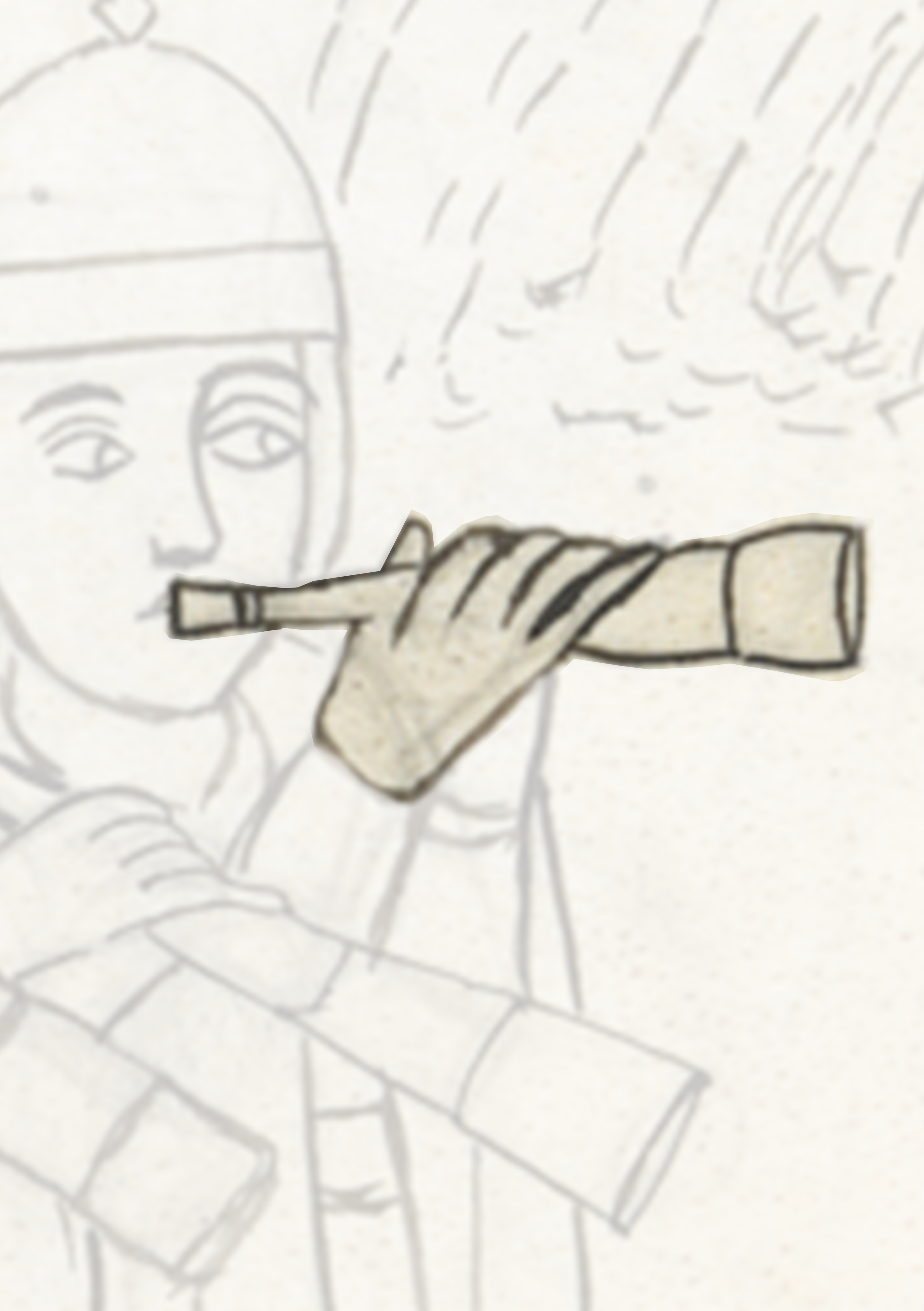 Drawing Of A Man Holding A Cigarette