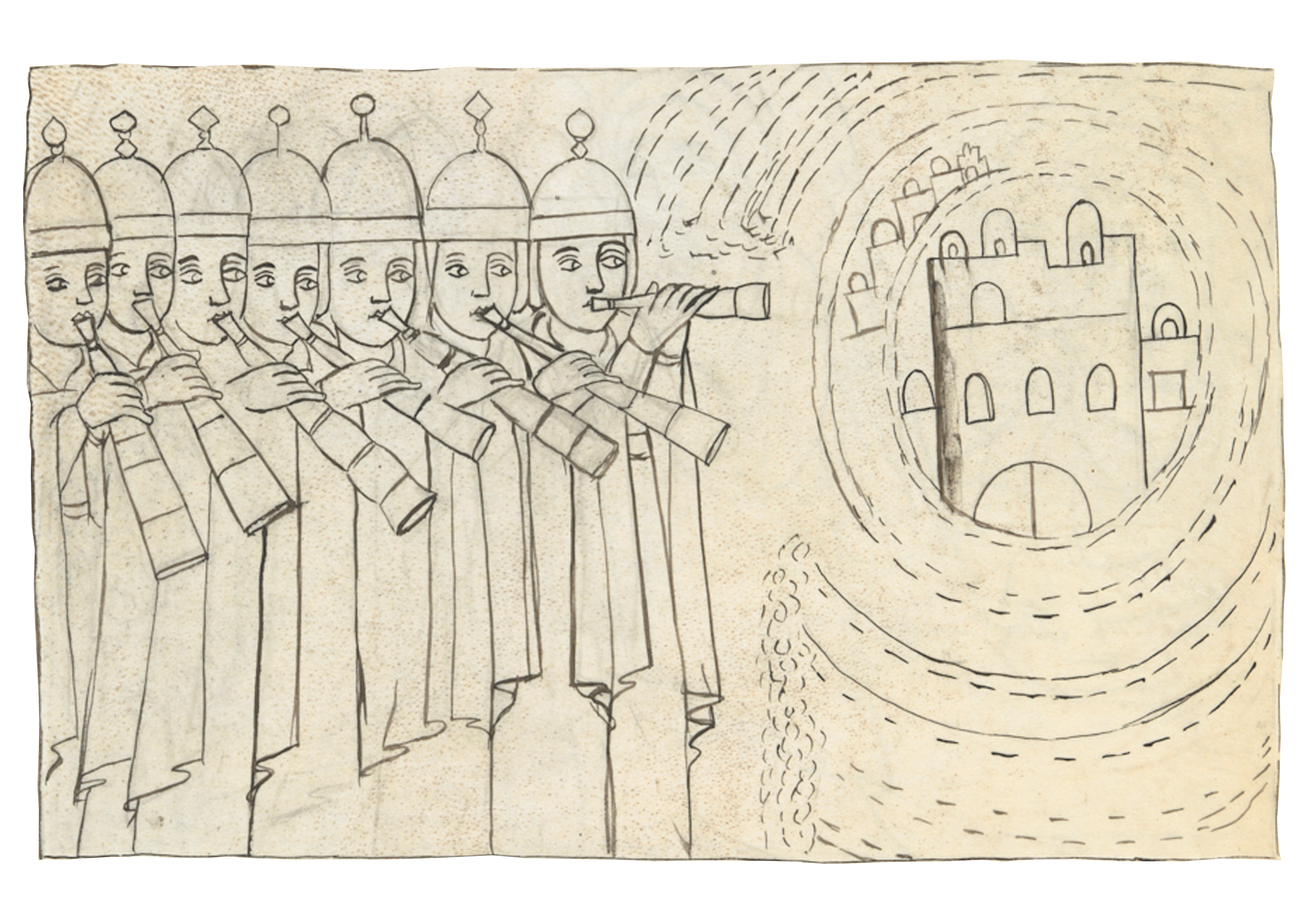 Drawing Of A Group Of People In Front Of A Building