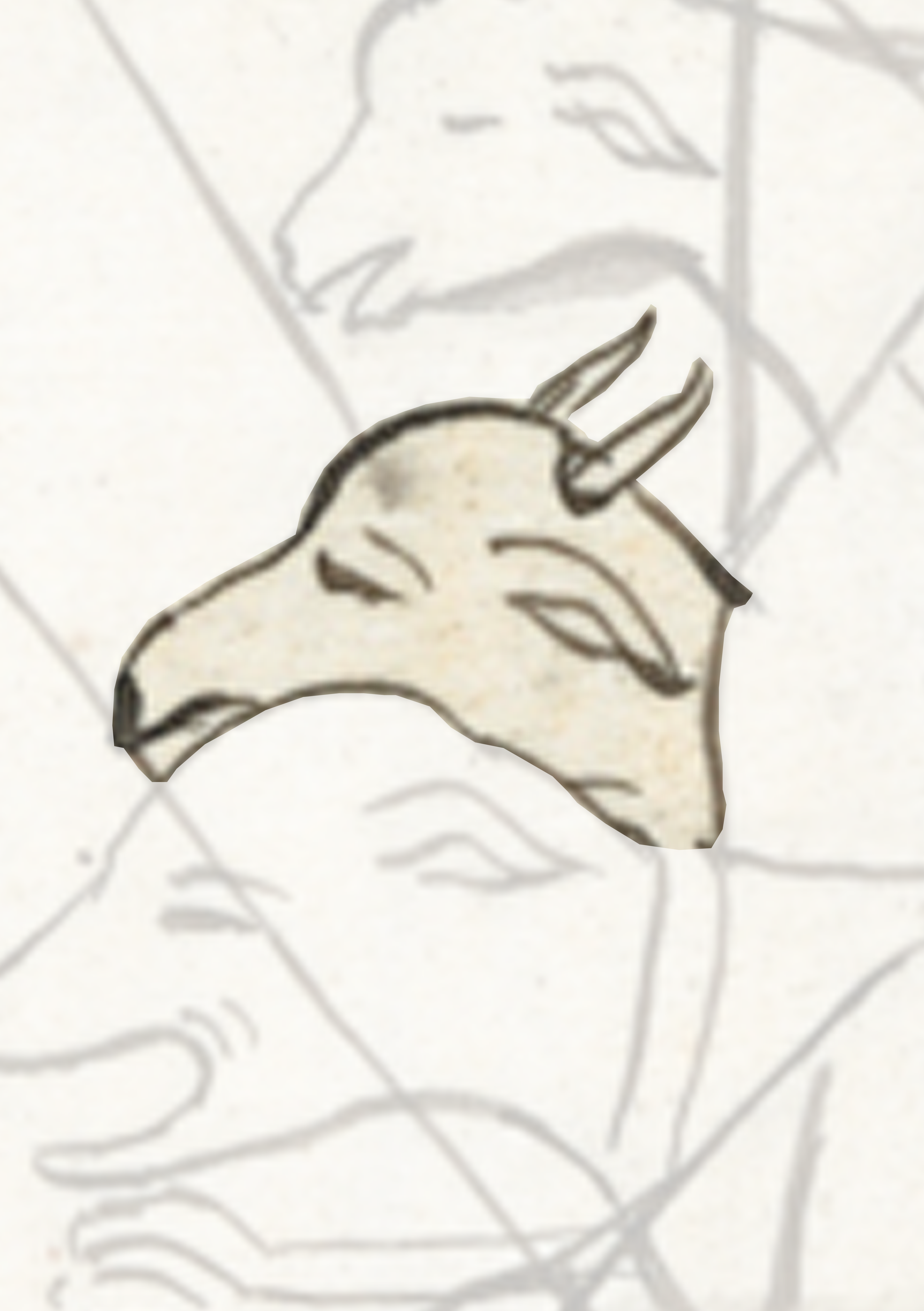 Deer Head Is Shown In The Middle Of A Drawing