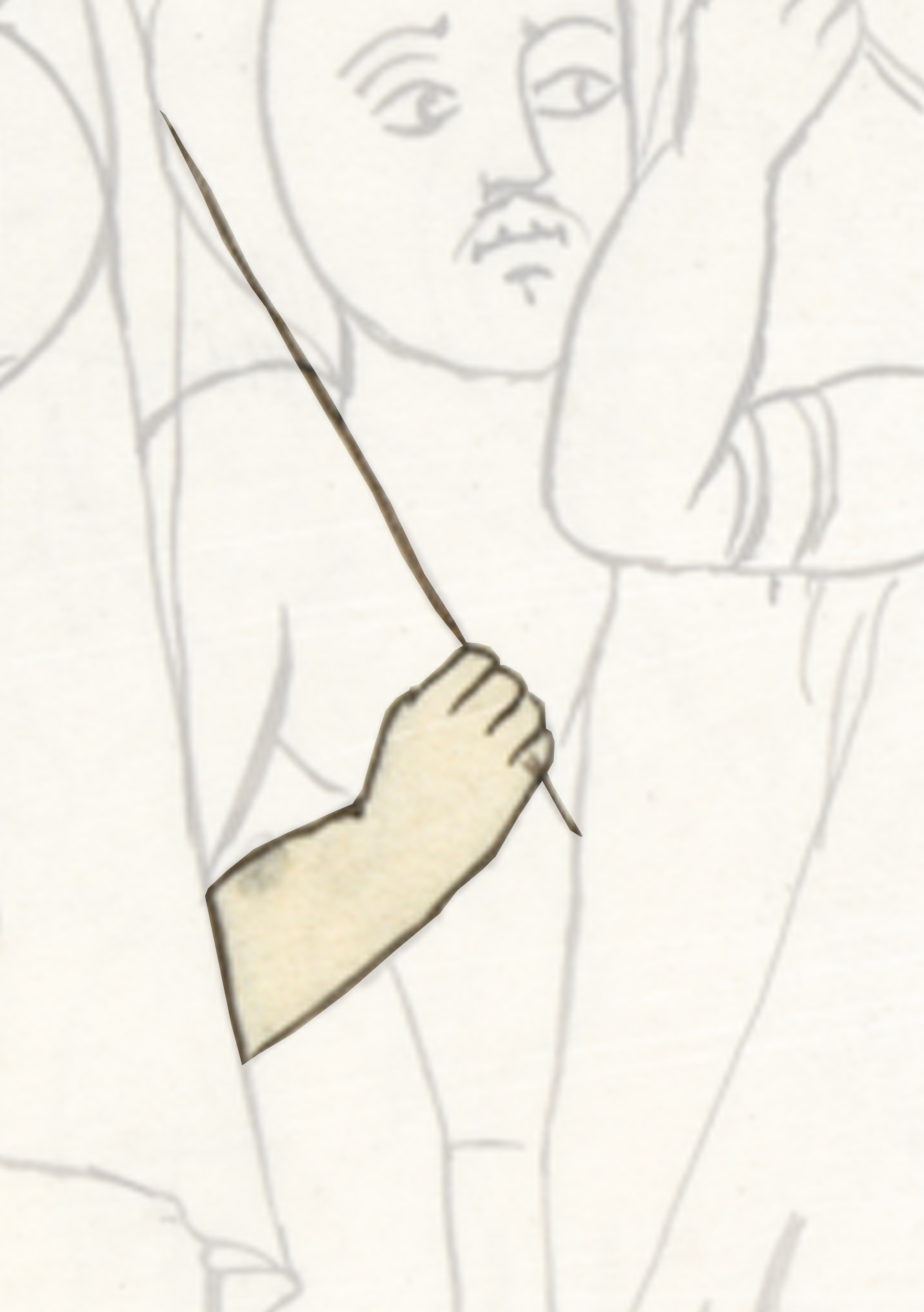 Drawing Of A Man Holding A Stick