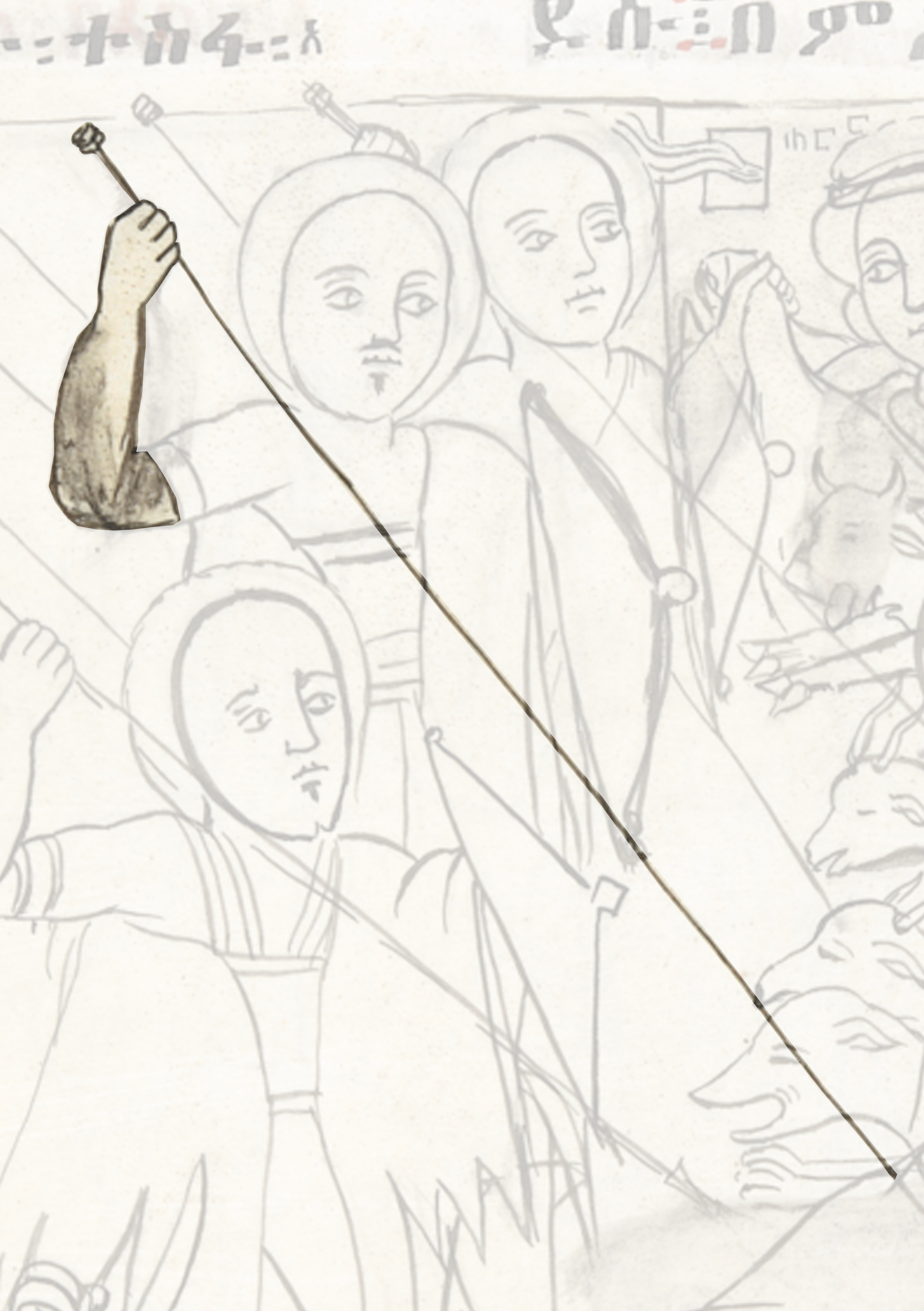 Drawing Of A Man Holding A Stick