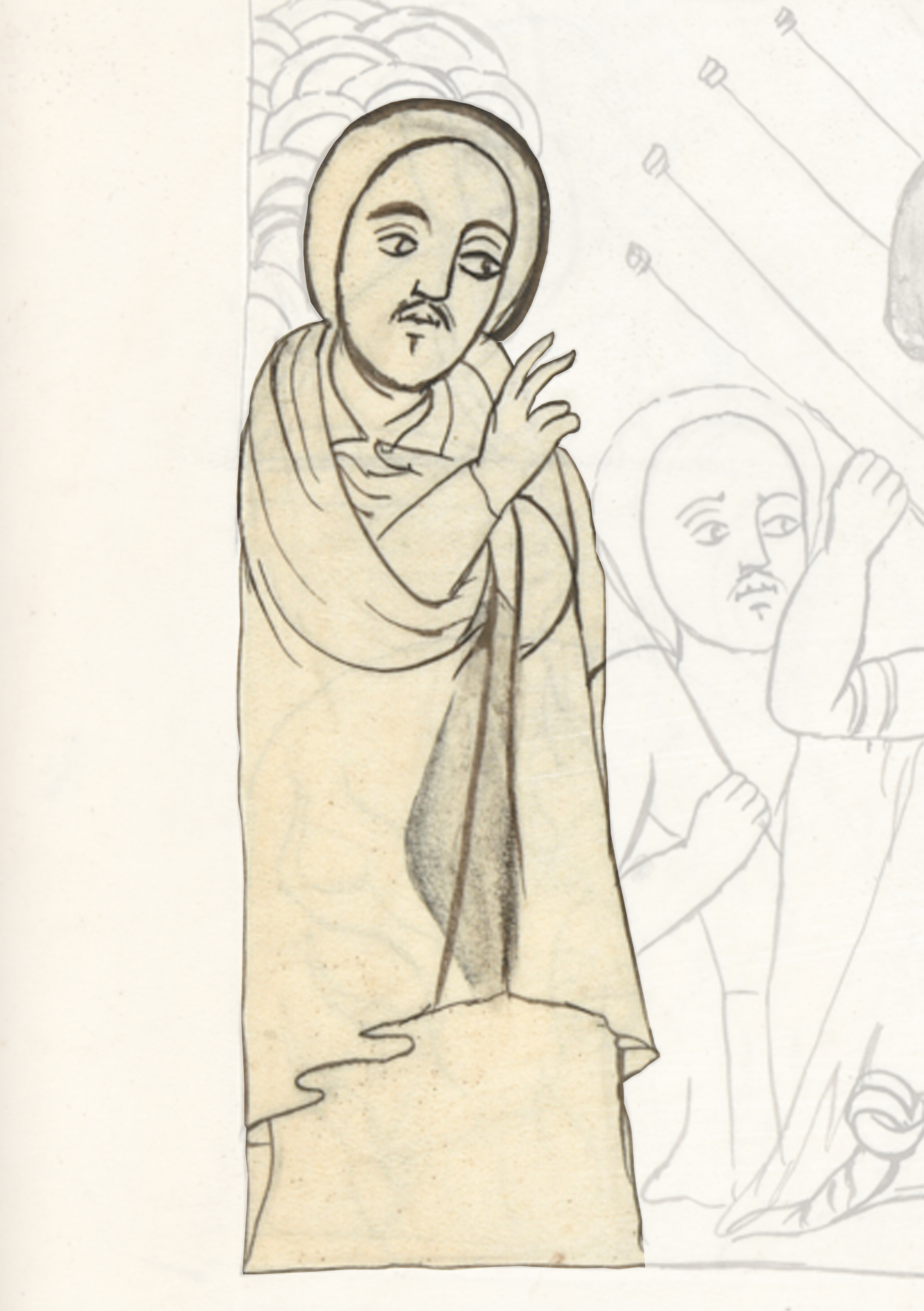 Drawing Of A Woman In A White Robe