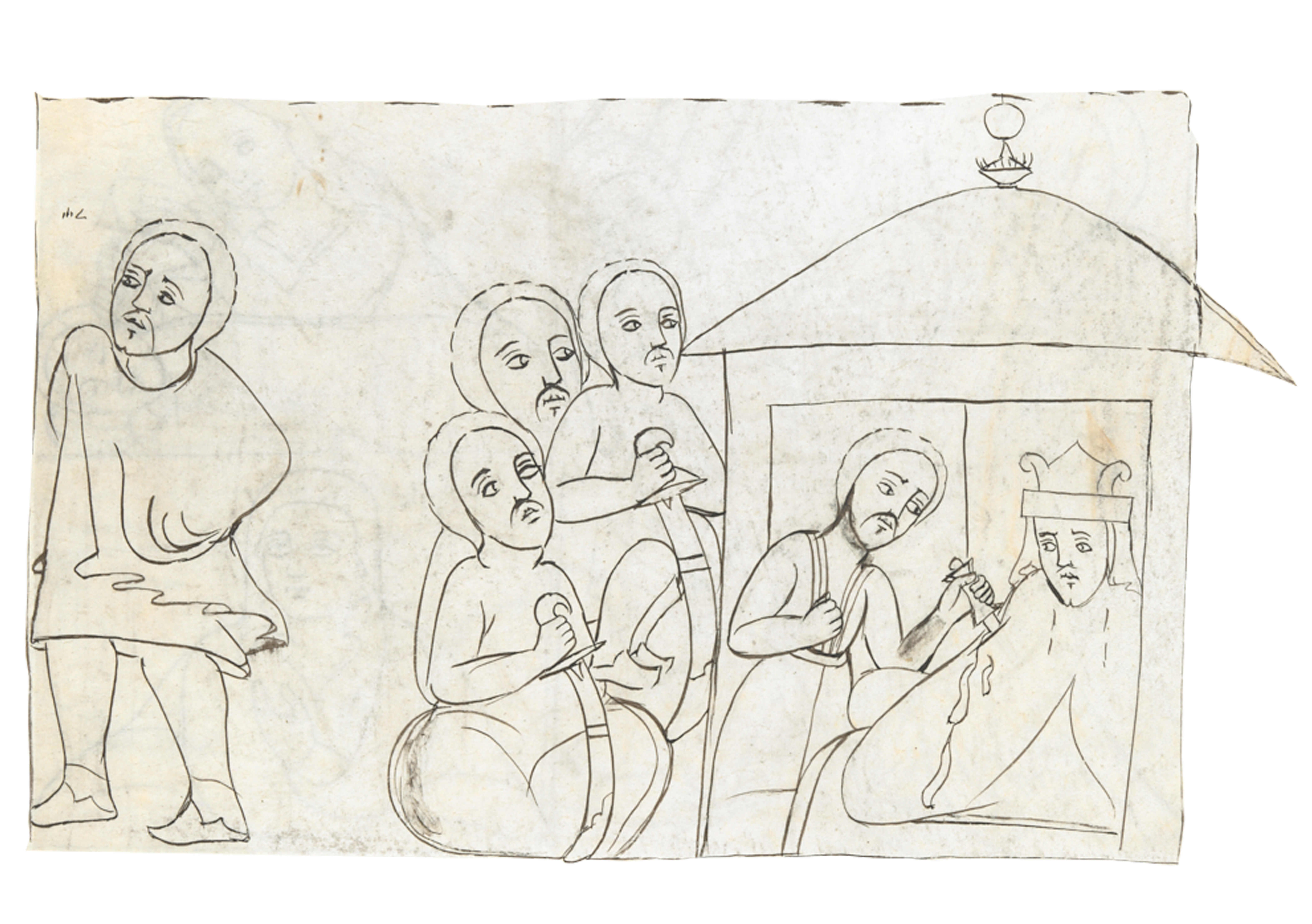Drawing Of A Man And Woman In A Room