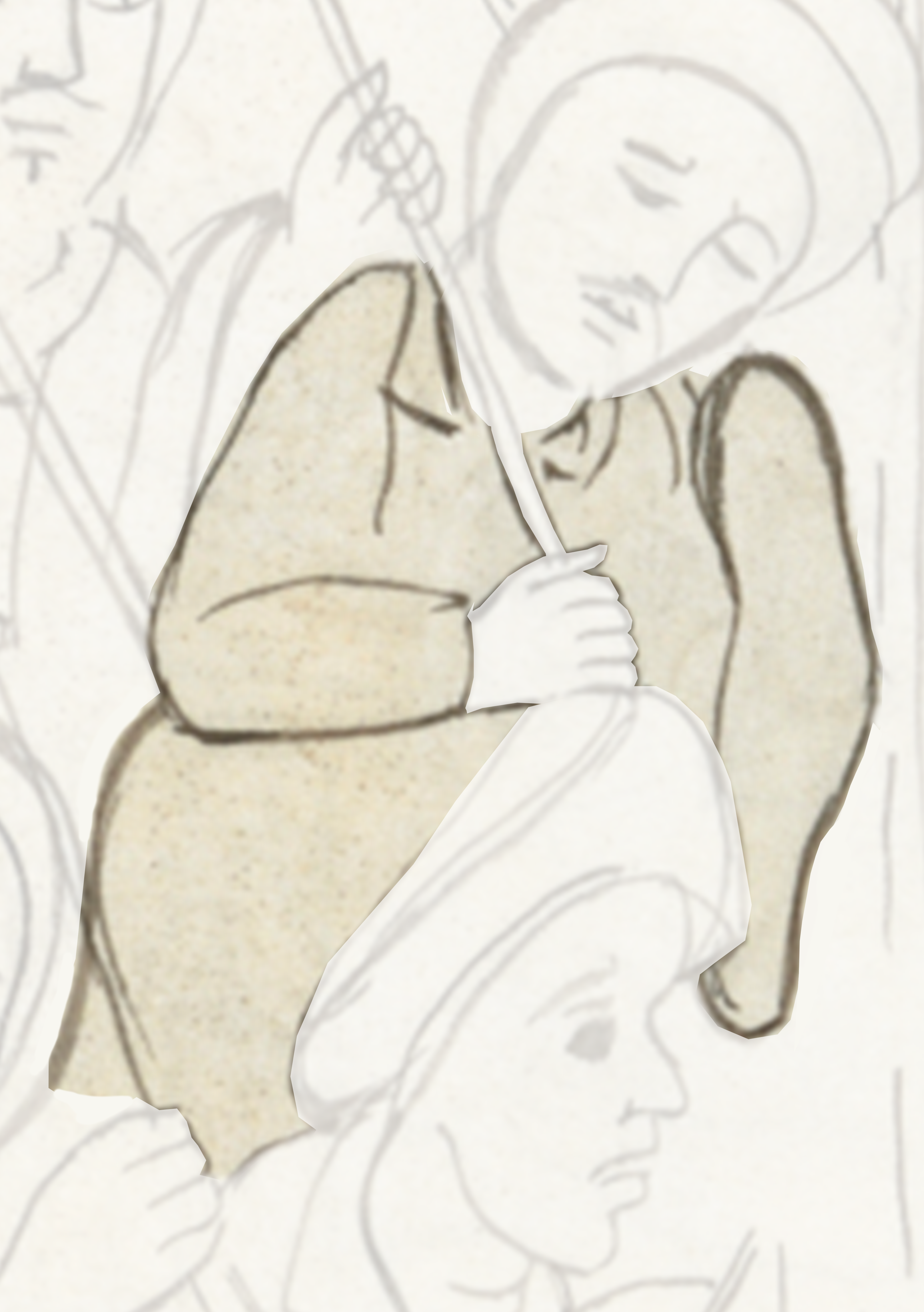 Drawing Of A Woman With A Man In The Background
