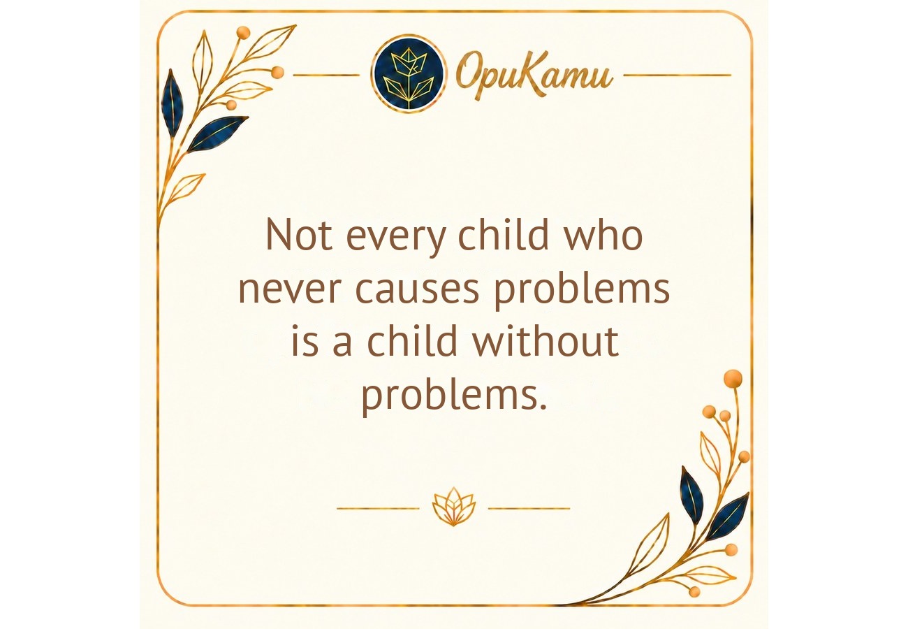 Orikami card: Not every child who never causes problems is a child without problems.