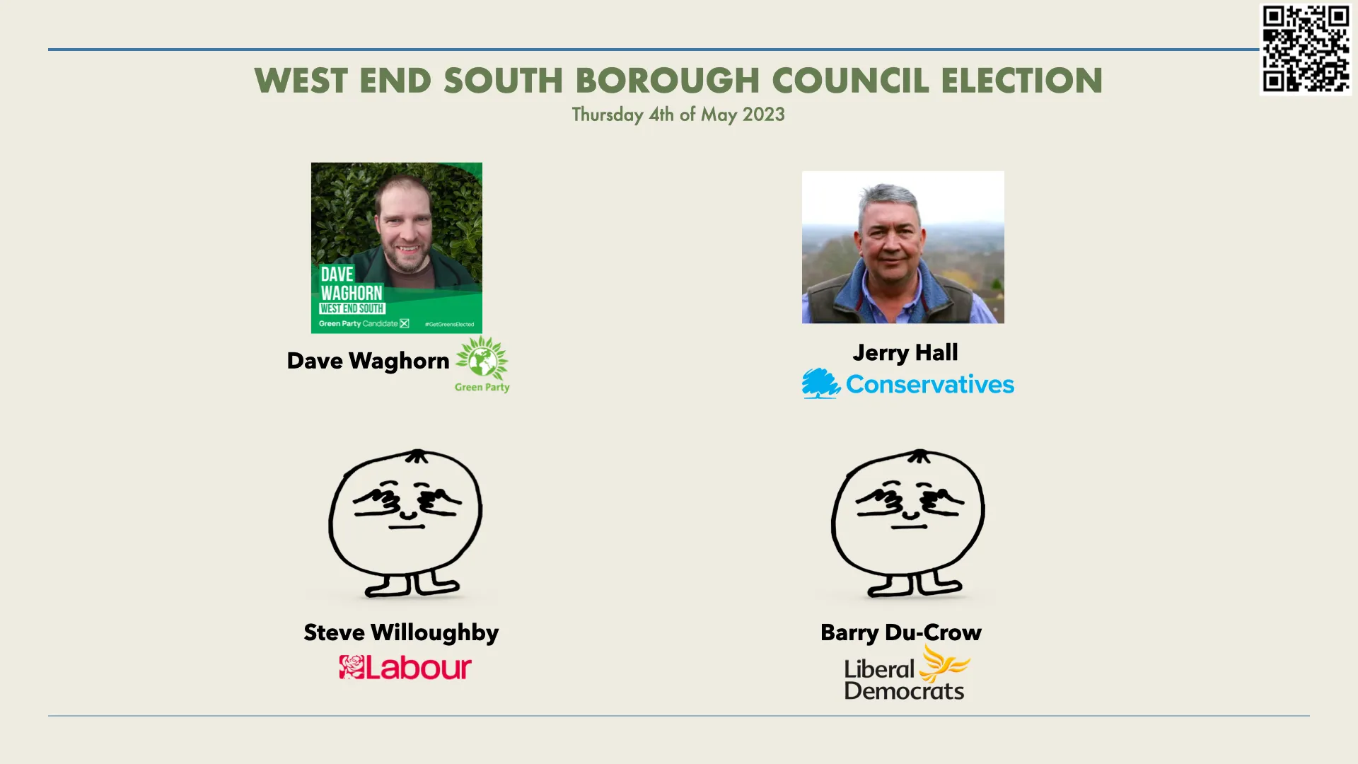 West End South Borough Council Election 2023: Candidate Introductions for 4th of May 2023 image