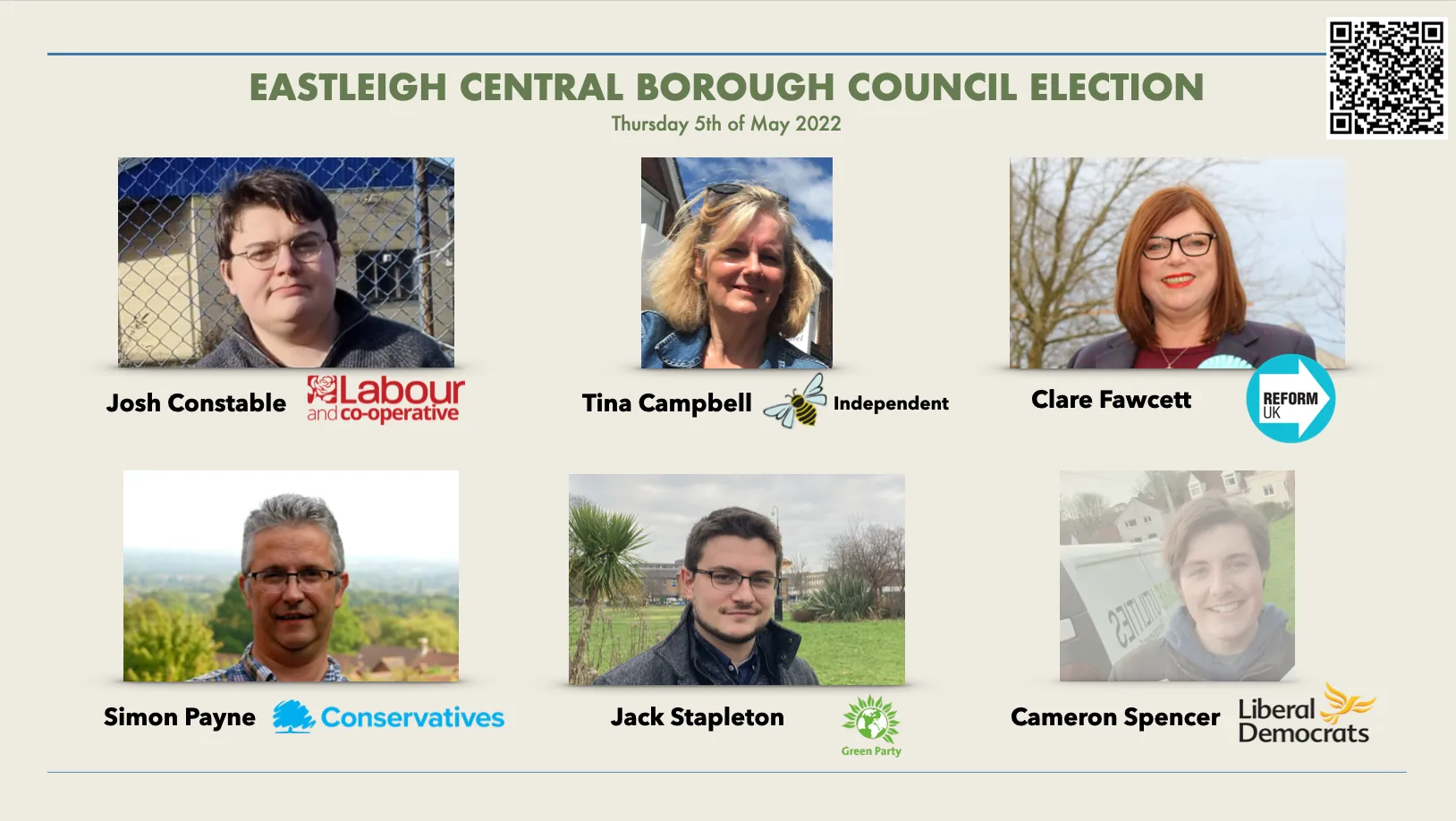 Eastleigh Central Borough Council Election 2022: Candidate Introductions for 5th of May 2022 image