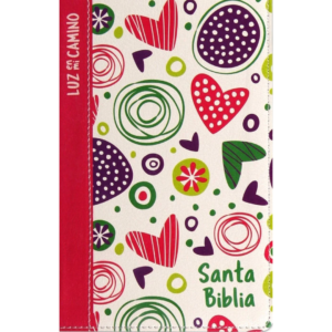 Biblia NVI Luz En Mi Camino Corazones Multicolor Simil Piel