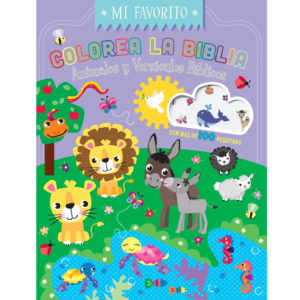 Colorea la Biblia - Animales y versículos bíblicos con Pegatinas