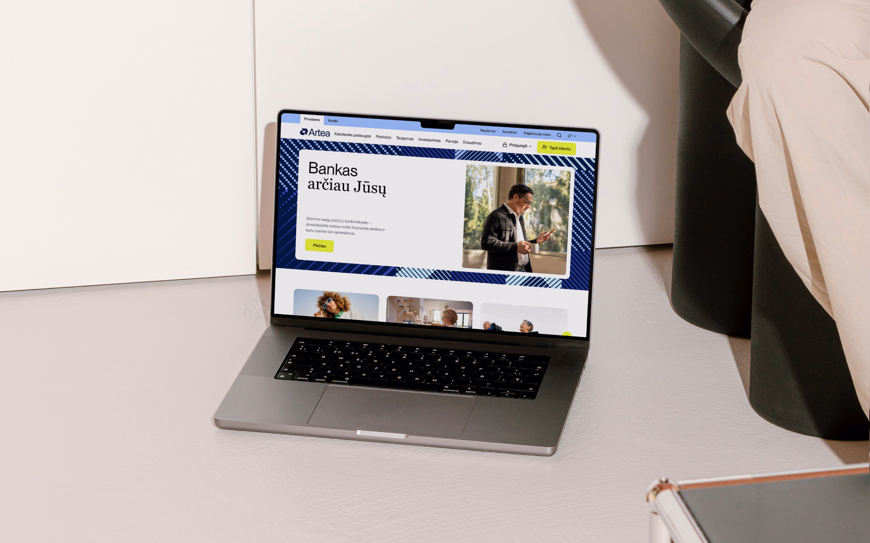 The redesigned Artea website shown on a laptop