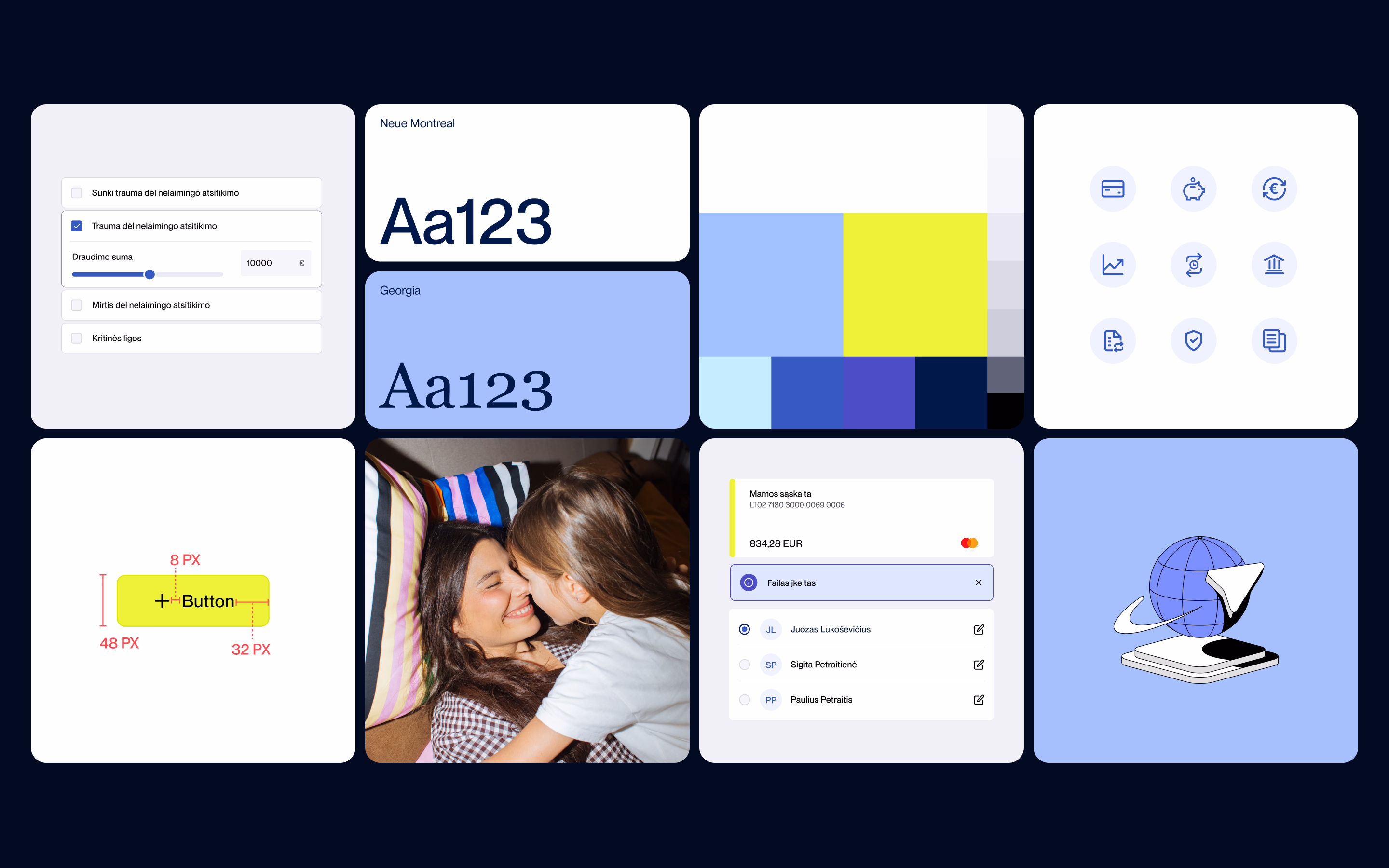 Artea design-system foundations - type scale, colour palette and product icon set