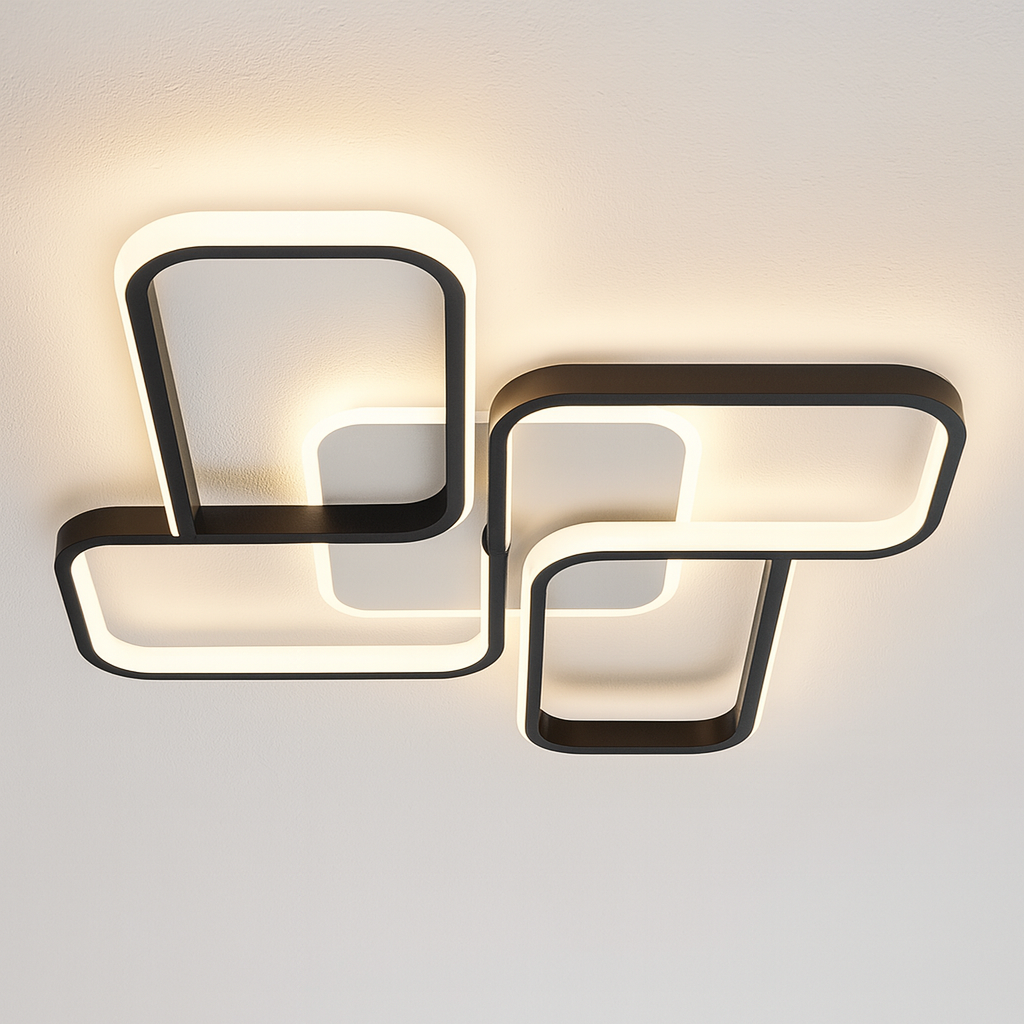 Світильник LED INFINITY-M у сучасній кухні (Львів), білий корпус і чорна рамка, рівномірне освітлення до 25 м².