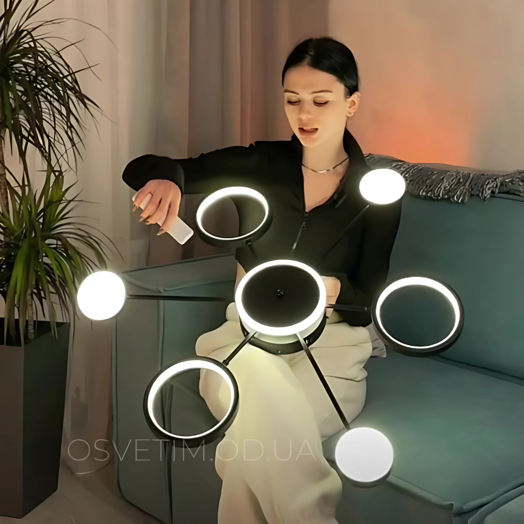 Сучасна чорна люстра в стилі хай-тек для вітальні та спальн