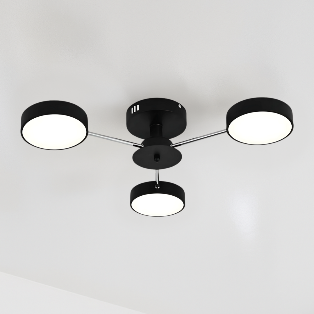 Люстра хай тек SY-16060/3 BK+CR зі світлодіодним підсвічуванням, димером і пультом, стельова модель для кухні та спальні