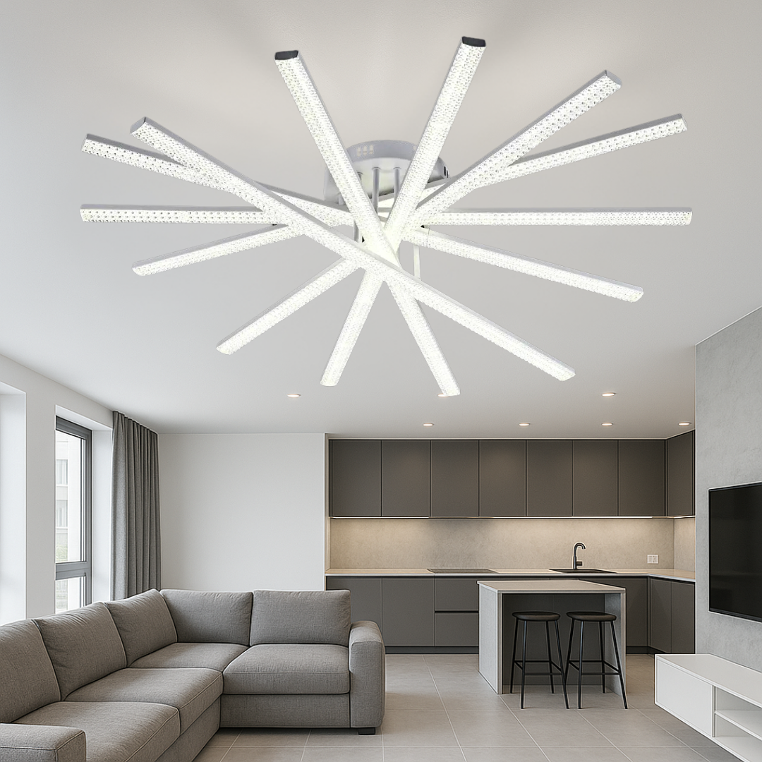 Акрилова люстра промені SY-16088/7A1 WH, білий корпус, LED 252W, для студії, квартири чи офісу, сучасний інтер'єр, площа освітлення до 30 м², пульт