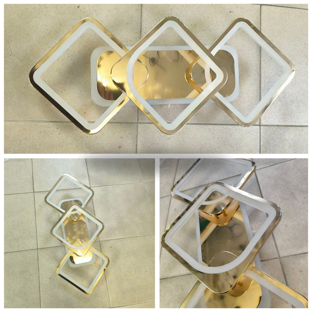 Світлодіодна люстра у золотому корпусі, з пультом та підсвічуванням для коридору чи кухні