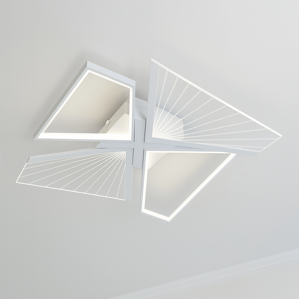 Пласка стельова люстра SMART GALAXY з регулюванням яскравості та температури світла 2900–6700K, встановлена в залі з натяжною стелею — забезпечує м’яке освітлення на площі до 20 м²