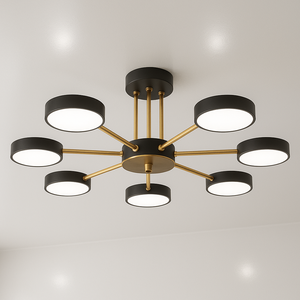 Светодиодная люстра лофт Sirius B X13242/7 BK+FGD, LED-люстра с 7 черными акриловыми плафонами, потолочная люстра без пульта, для зала, кухни студии, современный стиль лофт и хай тек, купить LED-люстру с доставкой по Украине