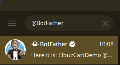 Setting up a Telegram bot for the ElbuzCart store