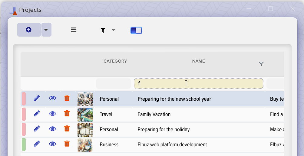 How to manage projects in Elbuz
